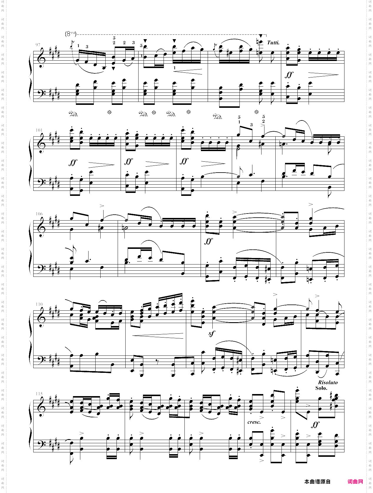 肖邦第一钢琴协奏曲第三乐章仅开头部分