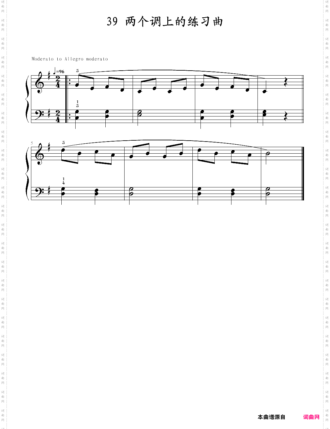 快乐钢琴1b技巧39·两个调上的练习曲