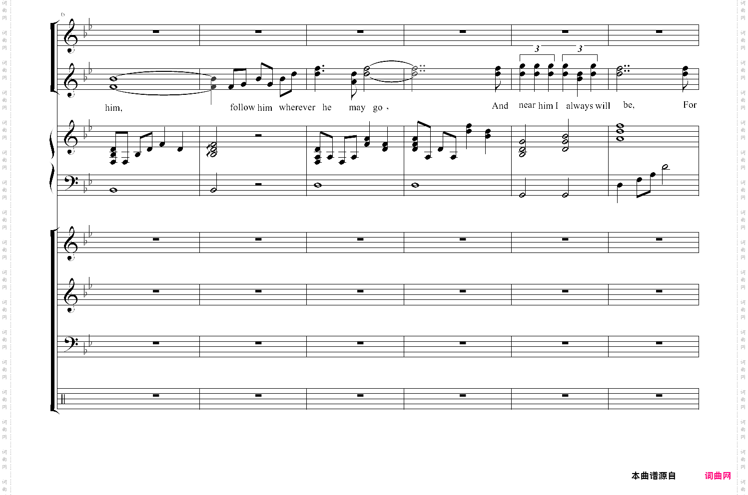 i will follow him 总谱