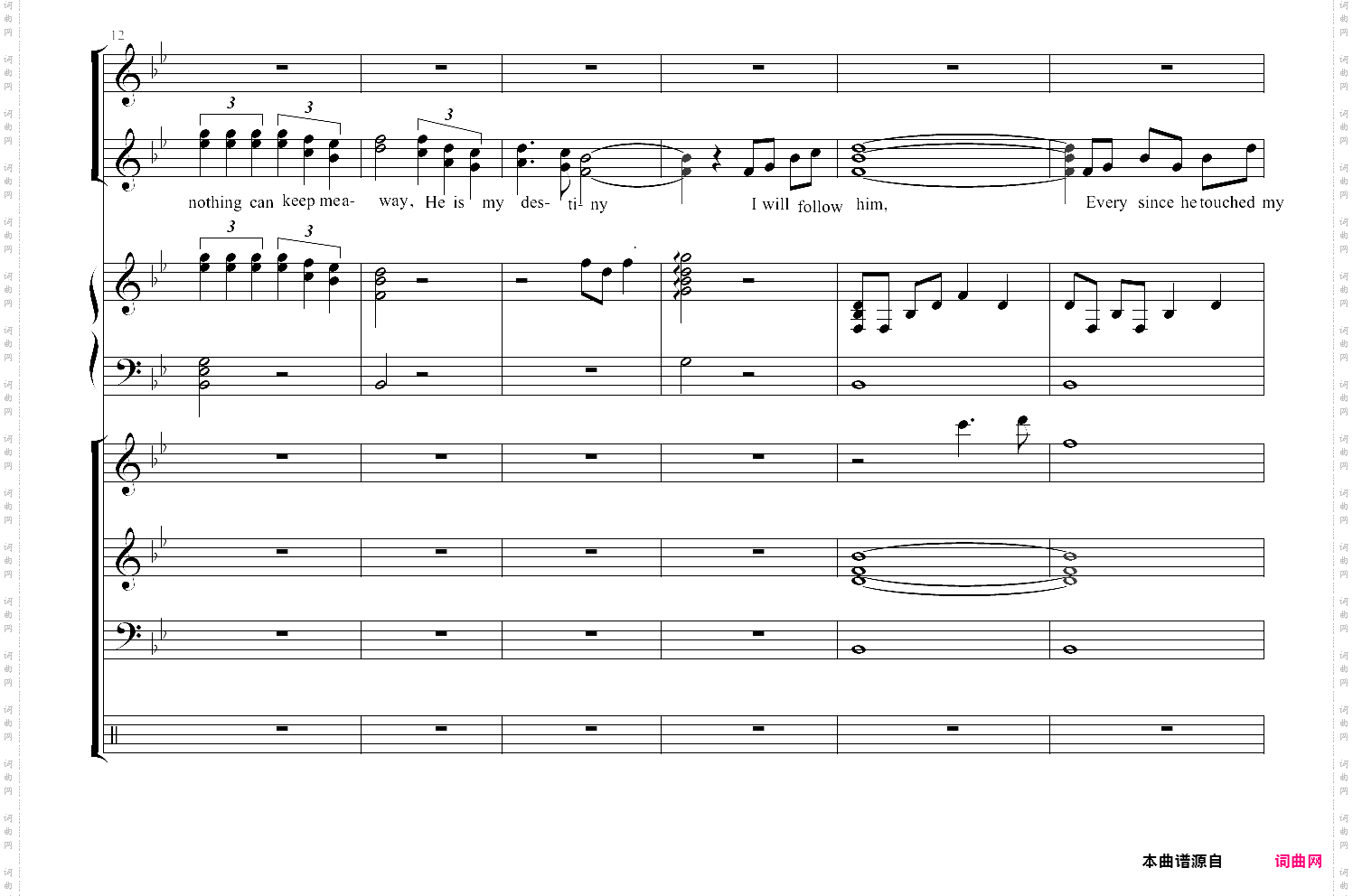 i will follow him 总谱