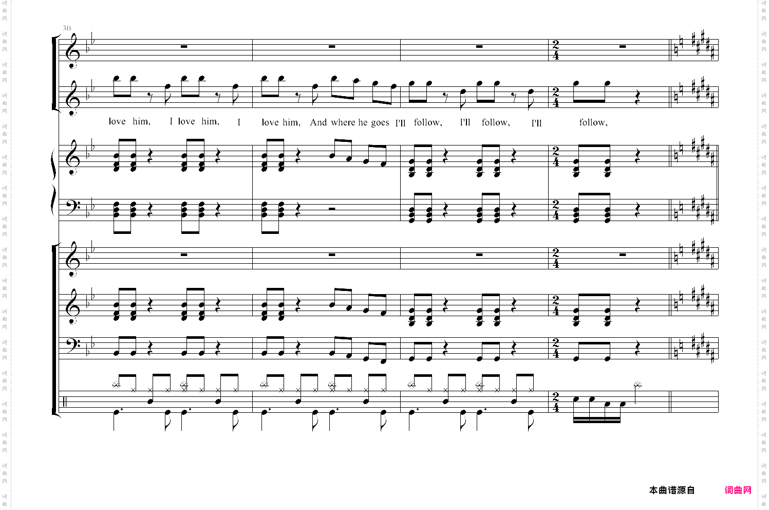 i will follow him 总谱