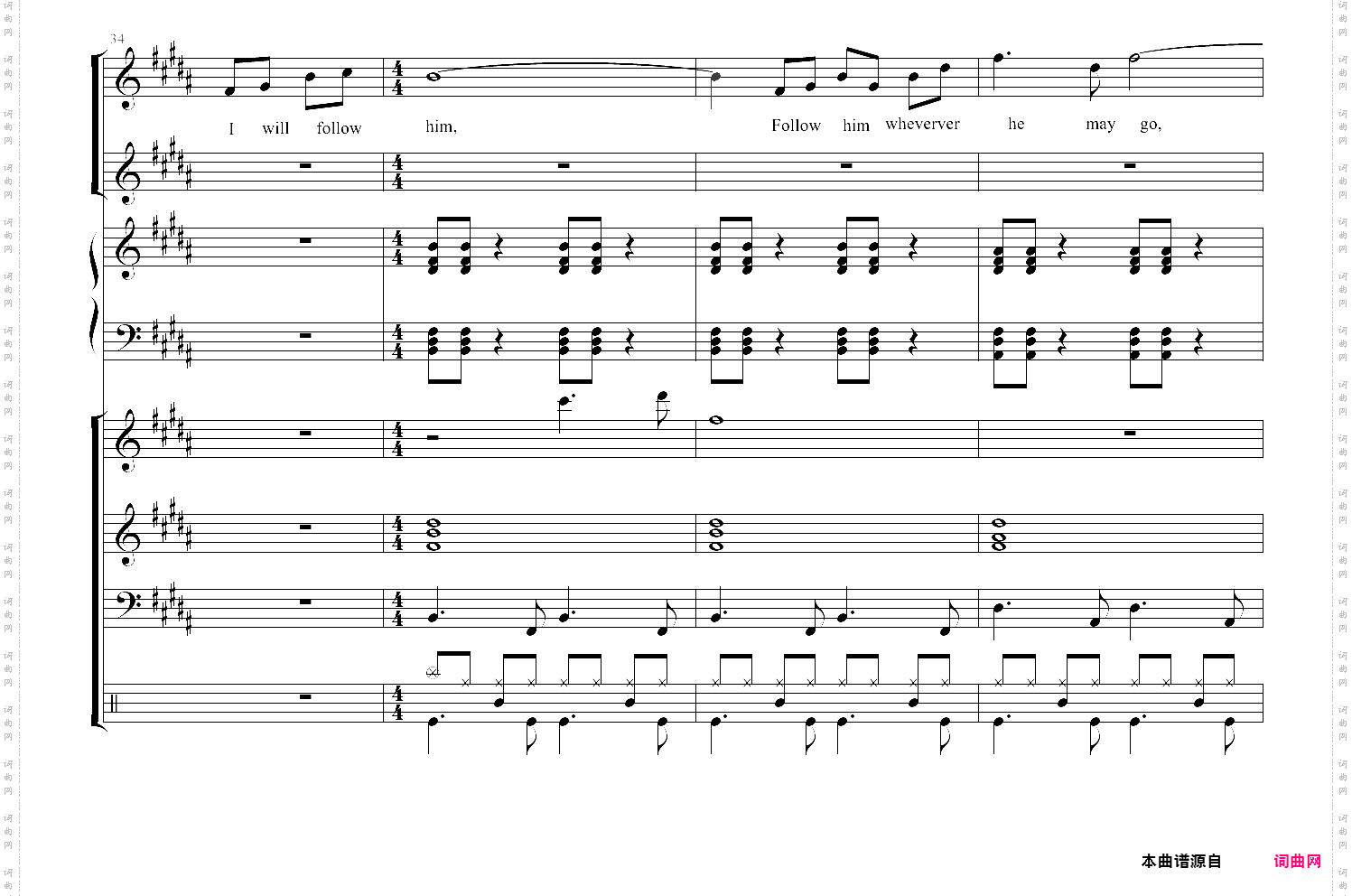 i will follow him 总谱