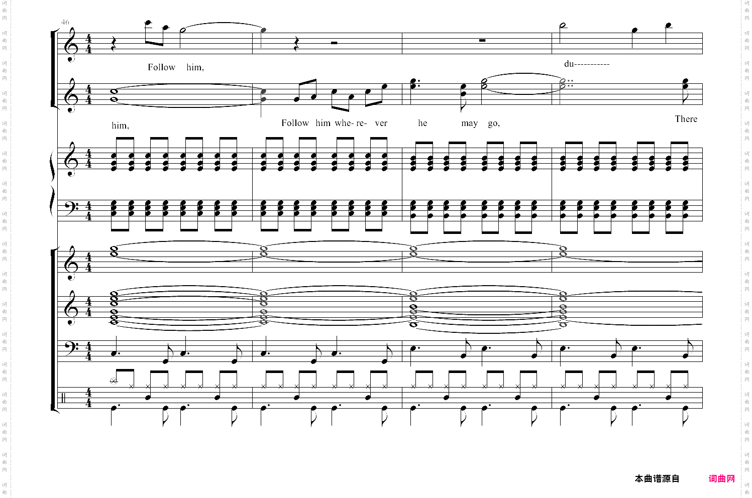 i will follow him 总谱