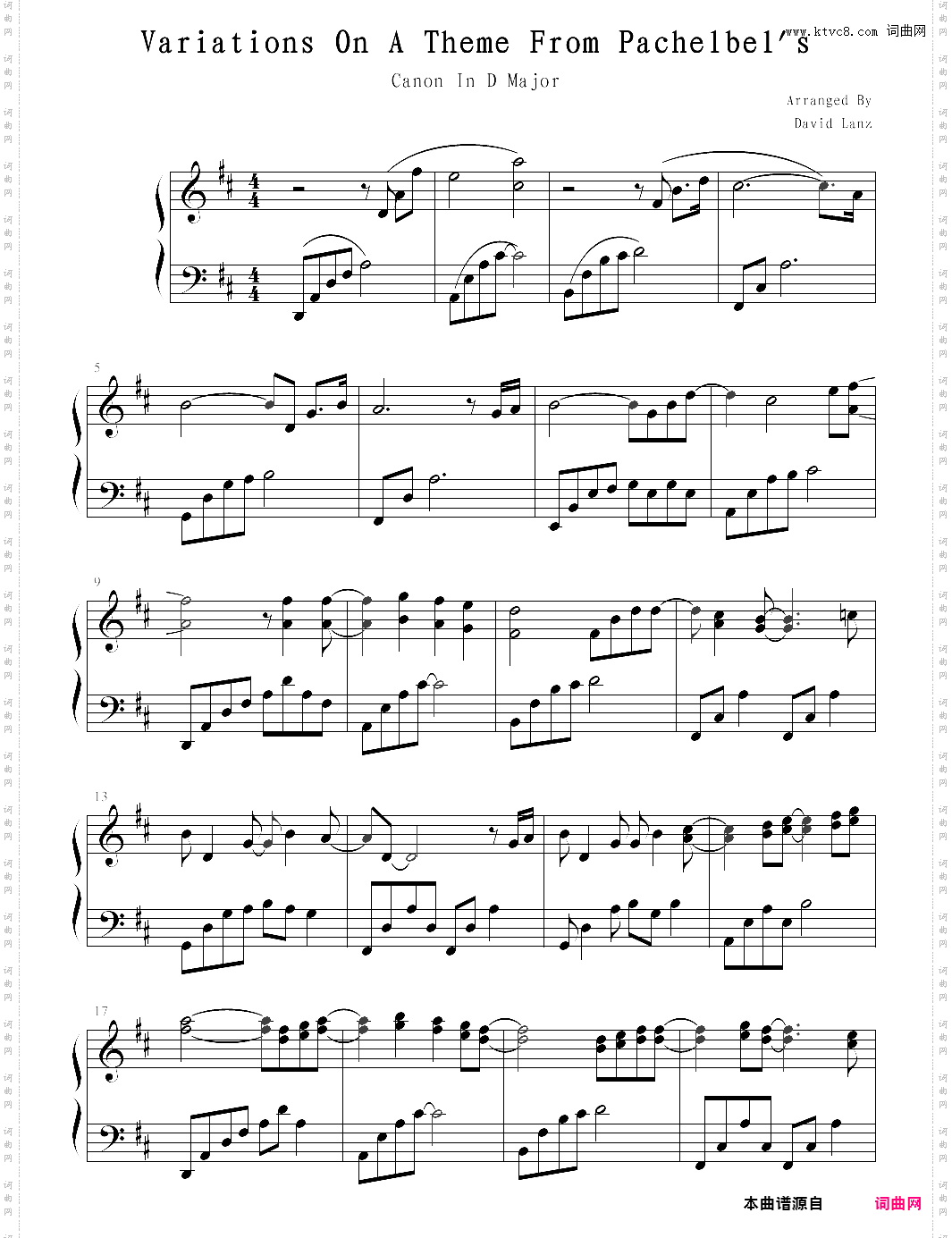 variations on a theme from pachelbels canon in d major