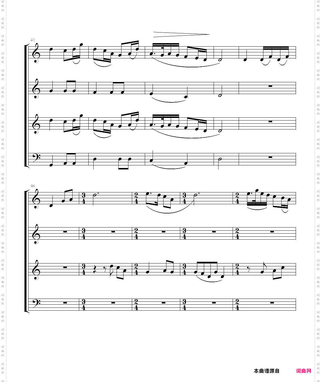 混声合唱夜夜的晚夕里梦见