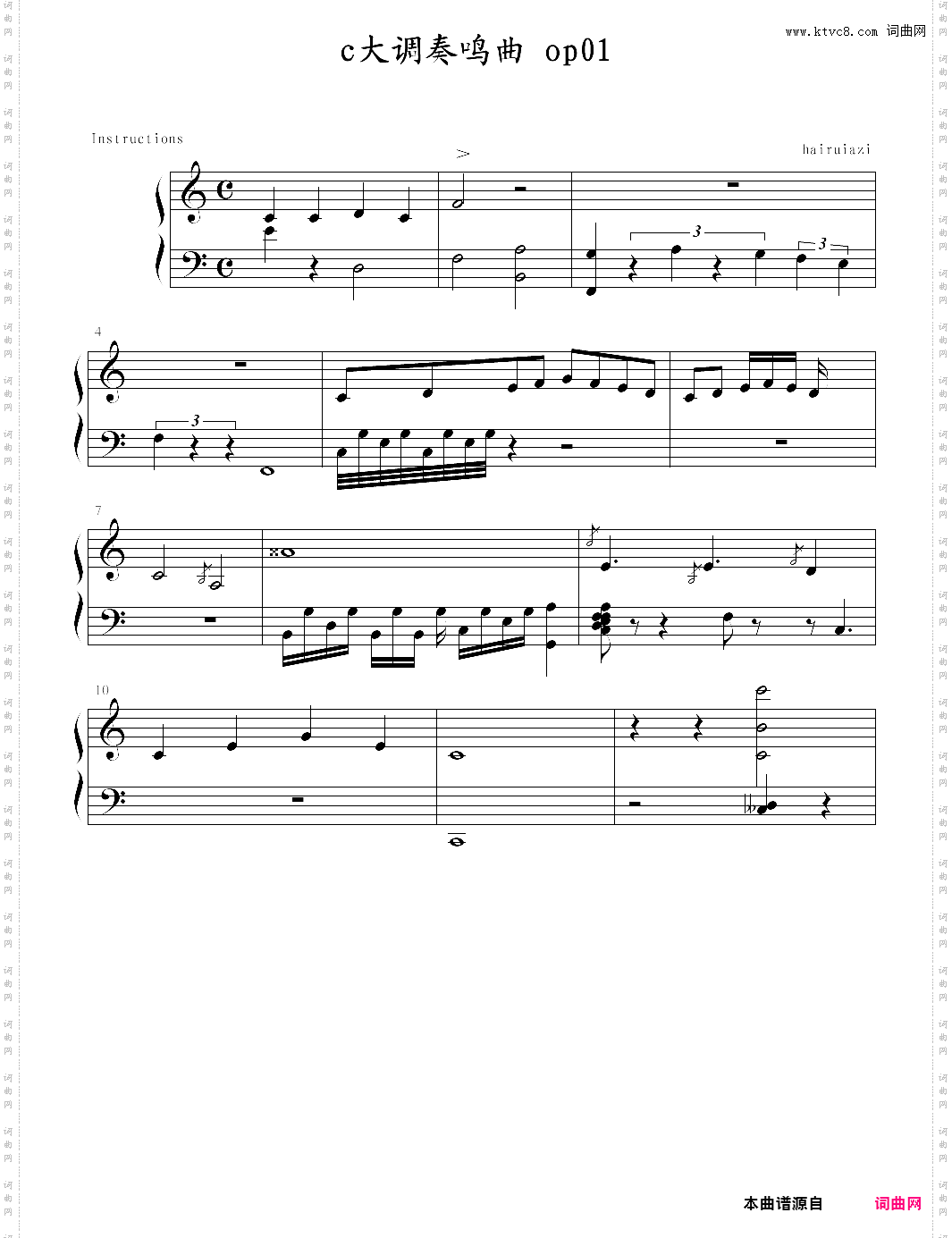 c大调奏鸣曲op01