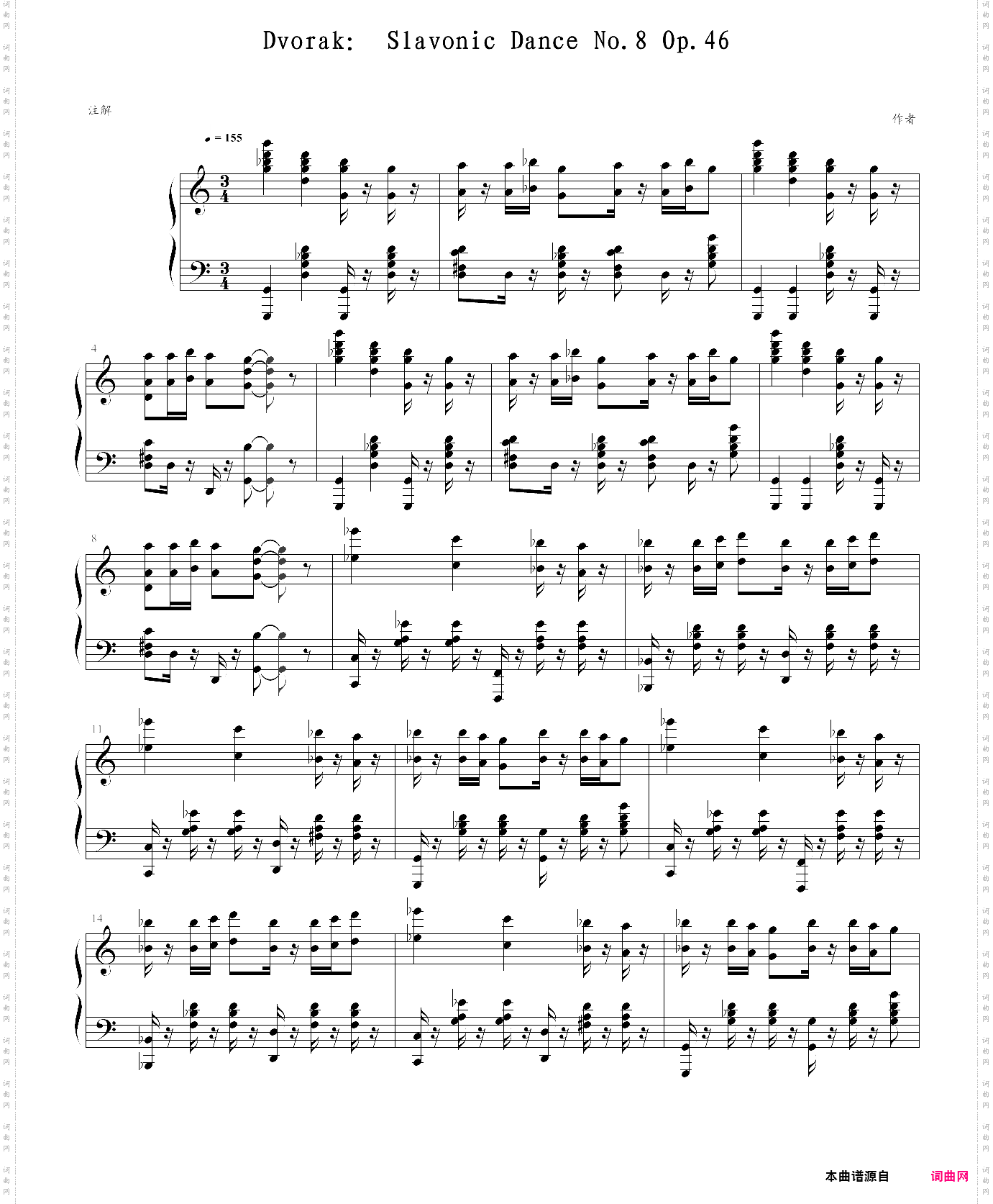 dvorak： slavonic dance no·8 op·46 2hands