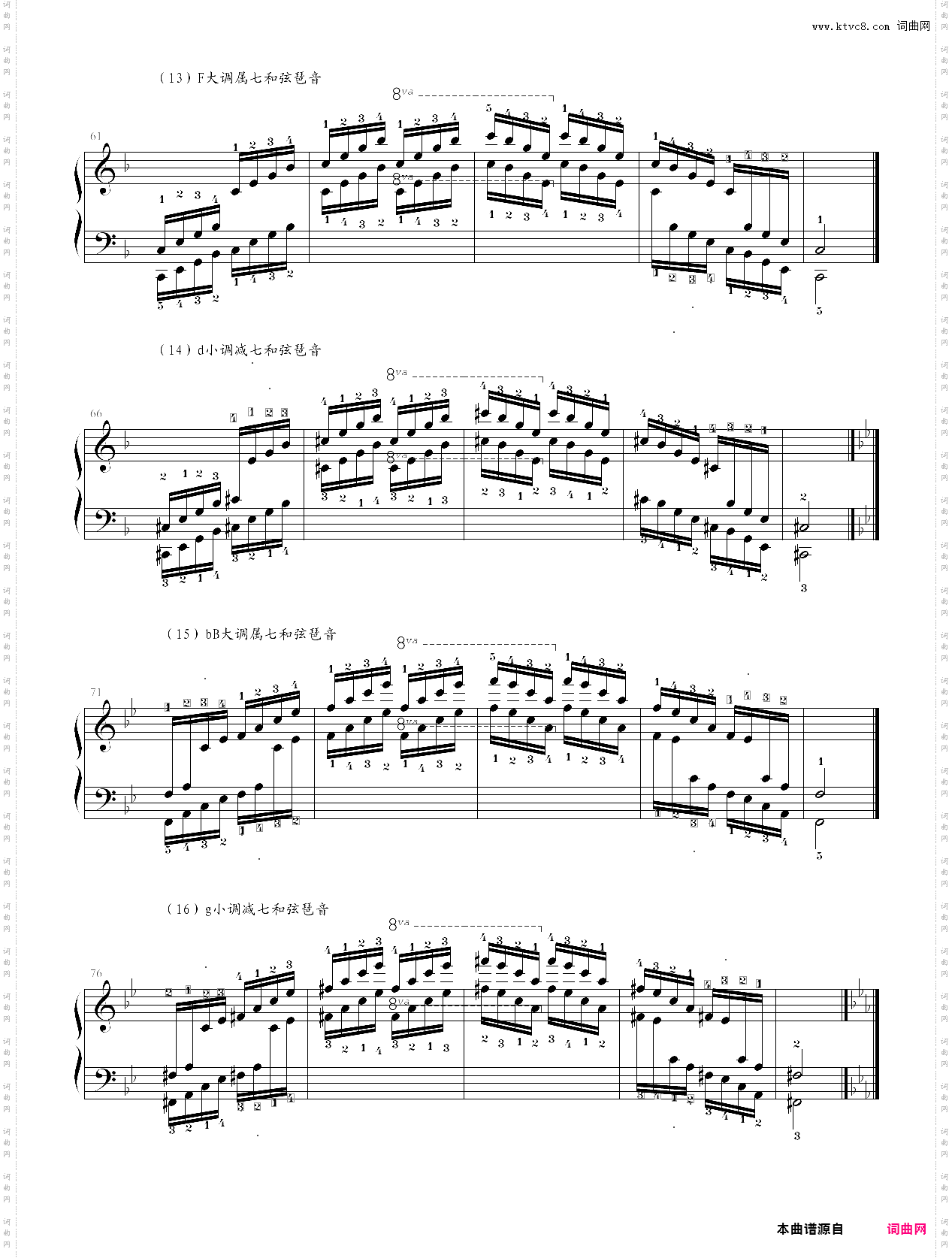 48-71·第七级基本练习属七、减七和弦琶音-中央音乐学院业余考级教程