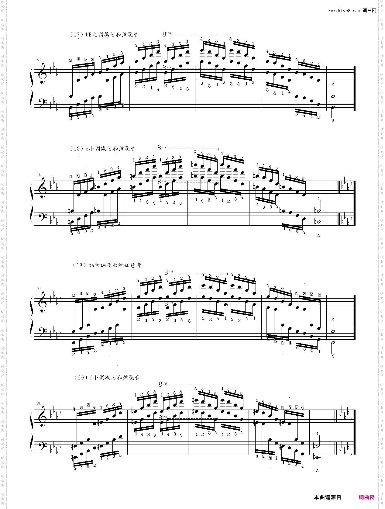 48-71·第七级基本练习属七、减七和弦琶音-中央音乐学院业余考级教程