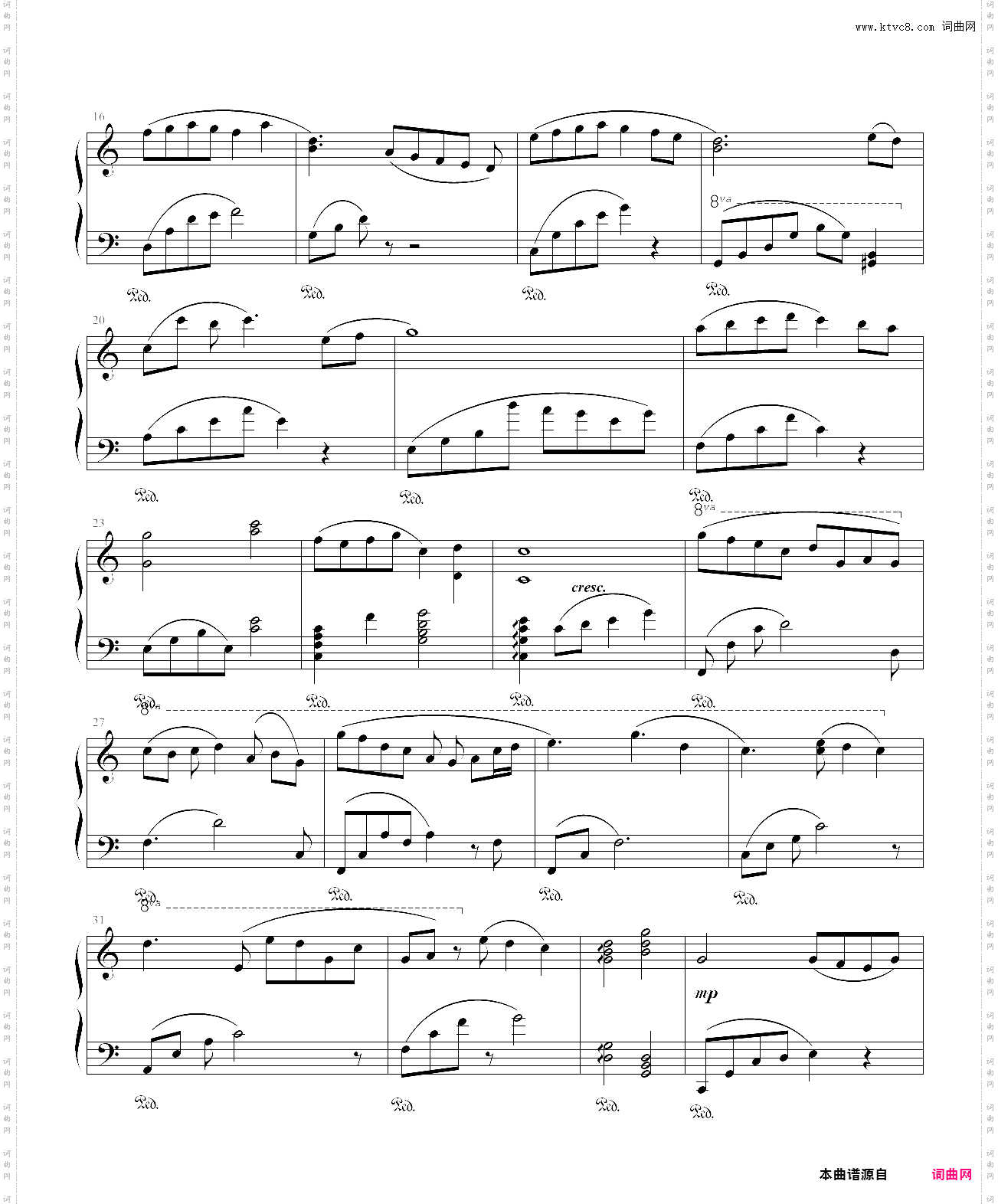 云端的天使钢琴简易版