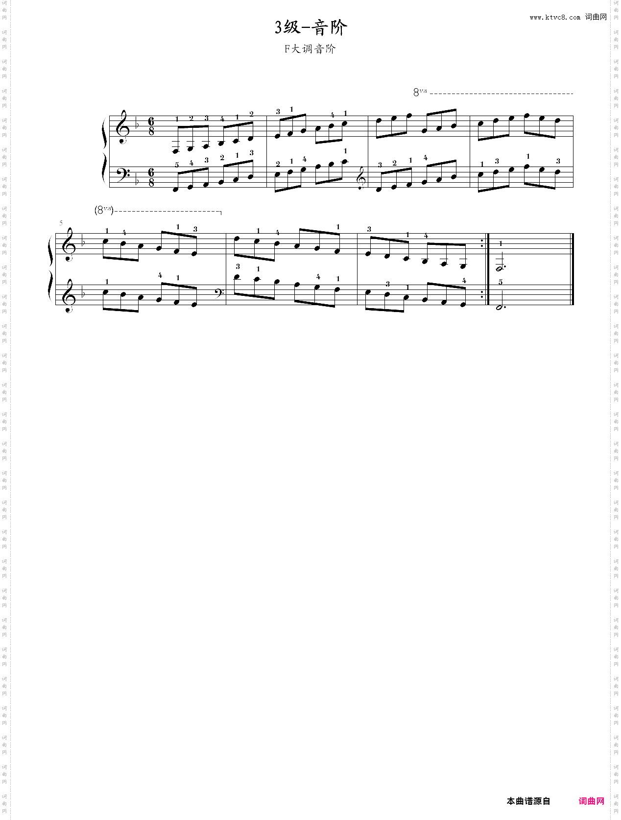 第三级基本练习f大调音阶