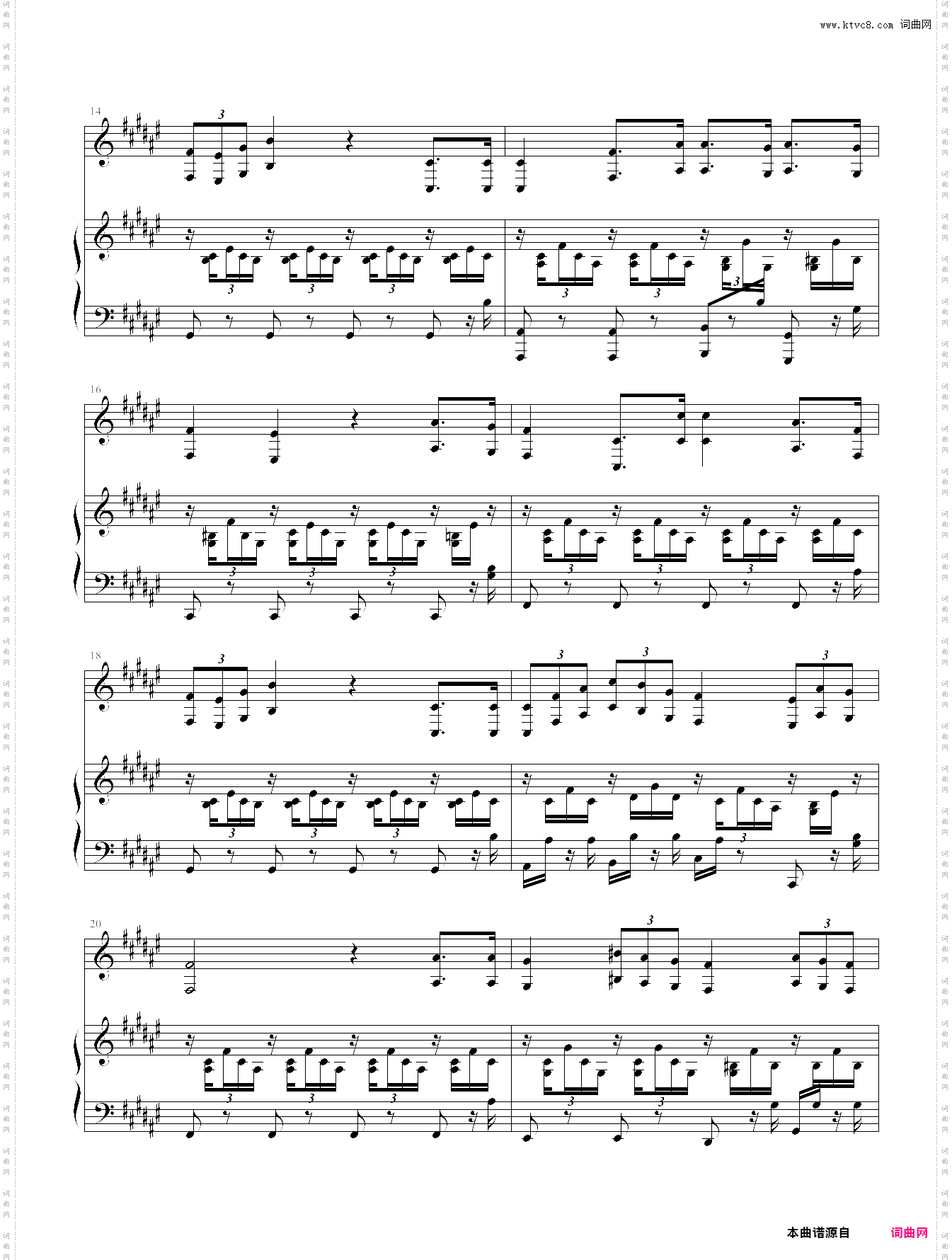 希伯来奴隶合唱的钢琴伴奏曲