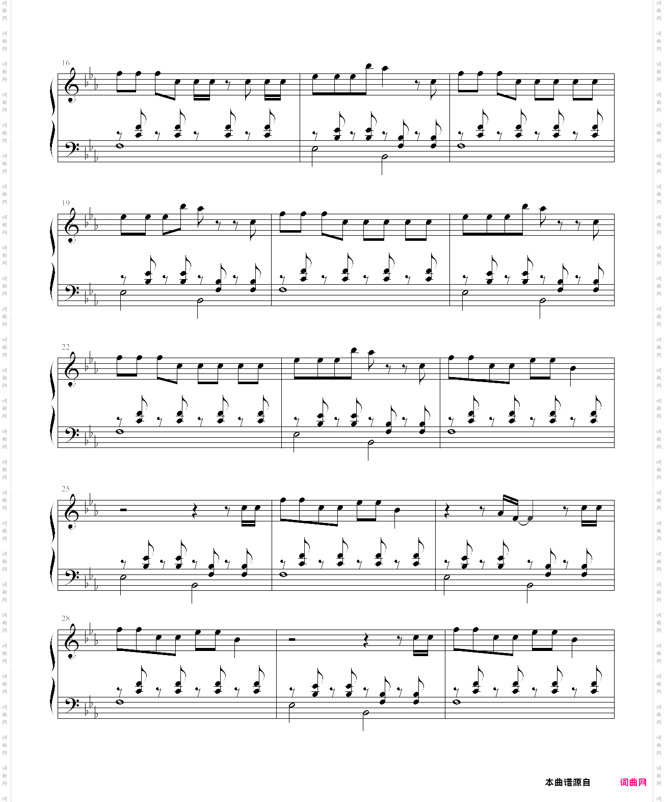 one more night钢琴谱，maroon 5