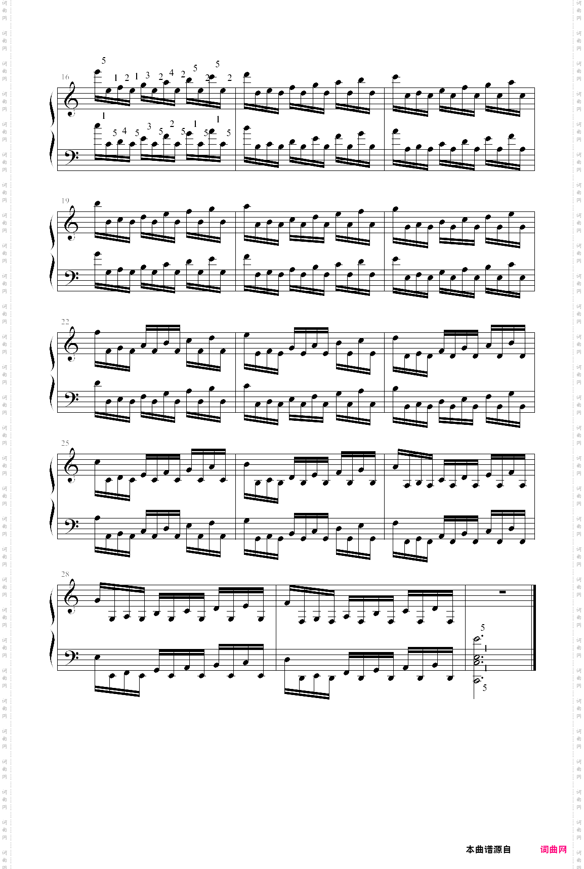 孩子们的哈农琴谱完整版基本练习全部5个手指