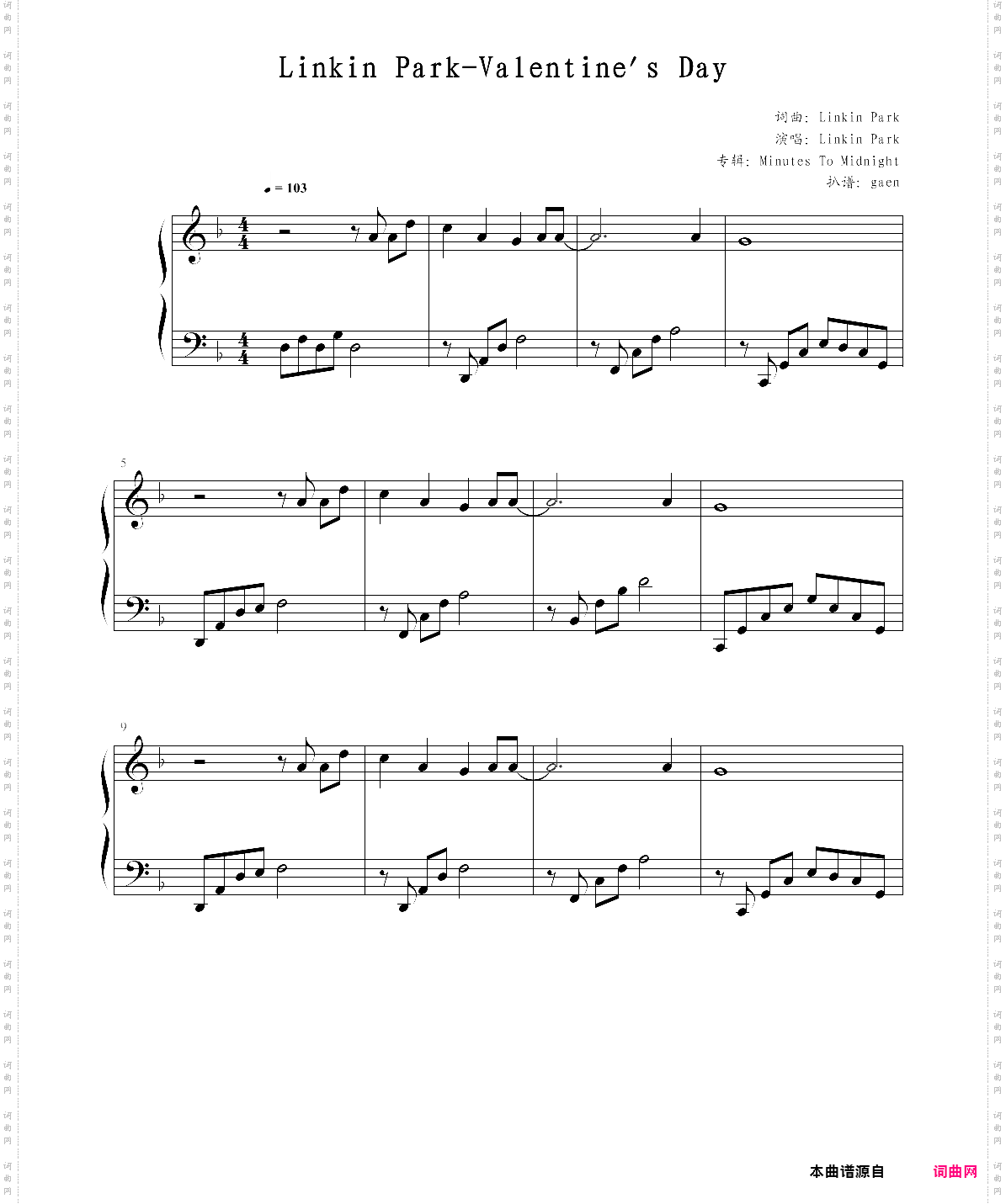 valentines day演奏版，linkin park