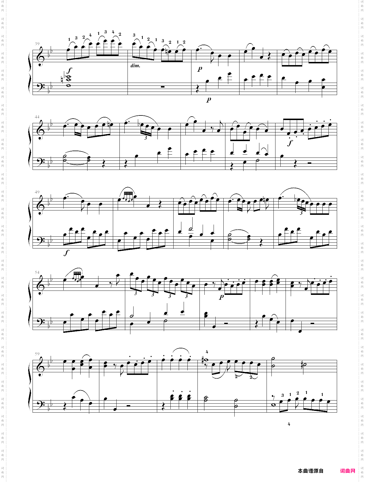 bb大调钢琴奏鸣曲 k·333 第三乐章mozart·莫扎特 附指法