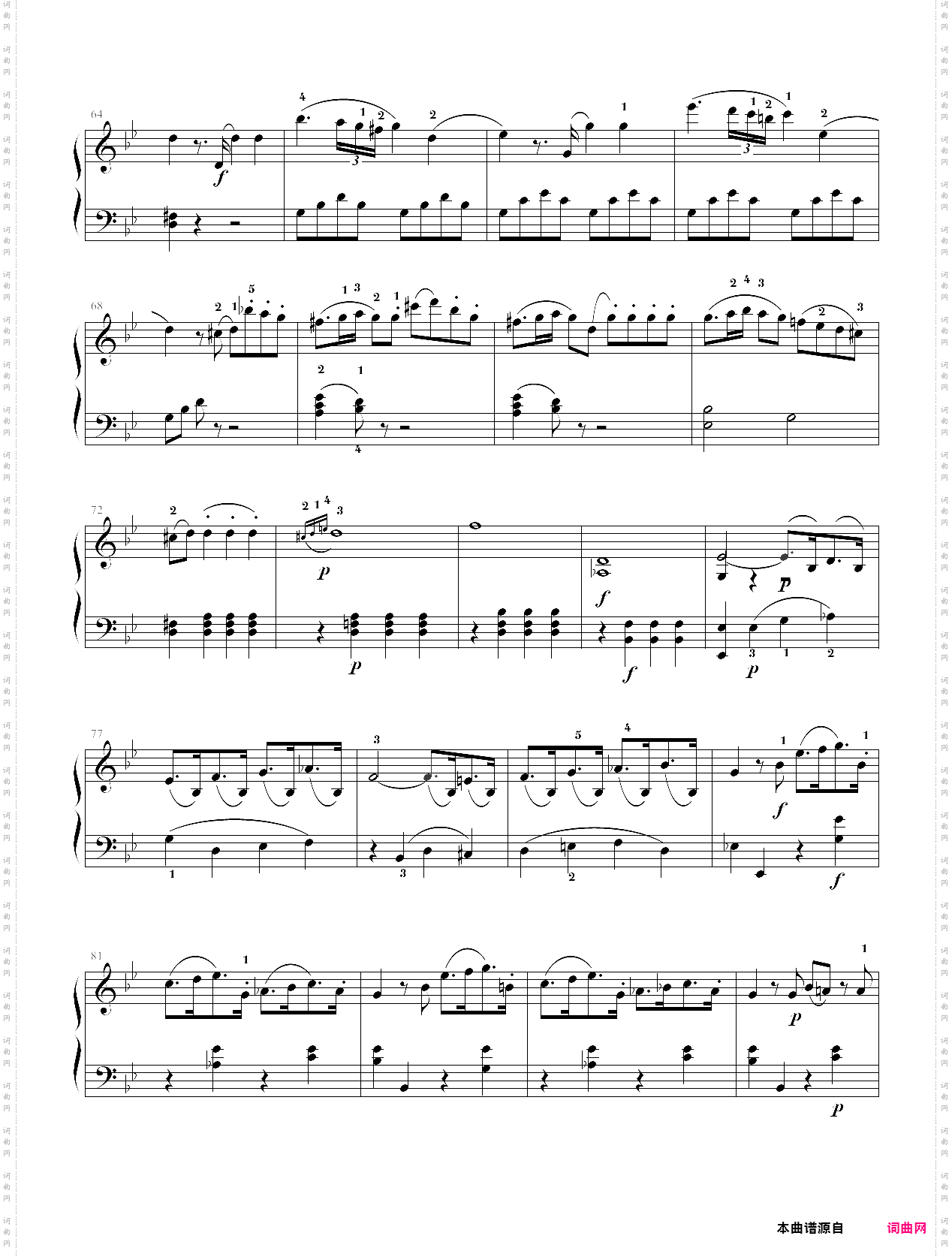 bb大调钢琴奏鸣曲 k·333 第三乐章mozart·莫扎特 附指法