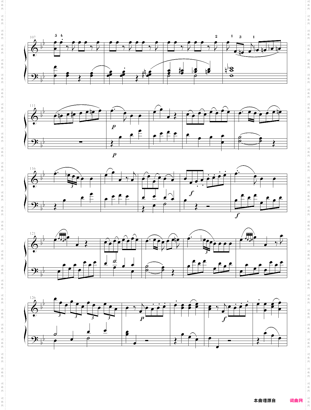 bb大调钢琴奏鸣曲 k·333 第三乐章mozart·莫扎特 附指法
