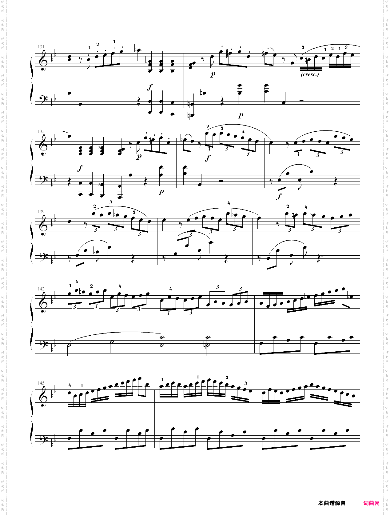 bb大调钢琴奏鸣曲 k·333 第三乐章mozart·莫扎特 附指法