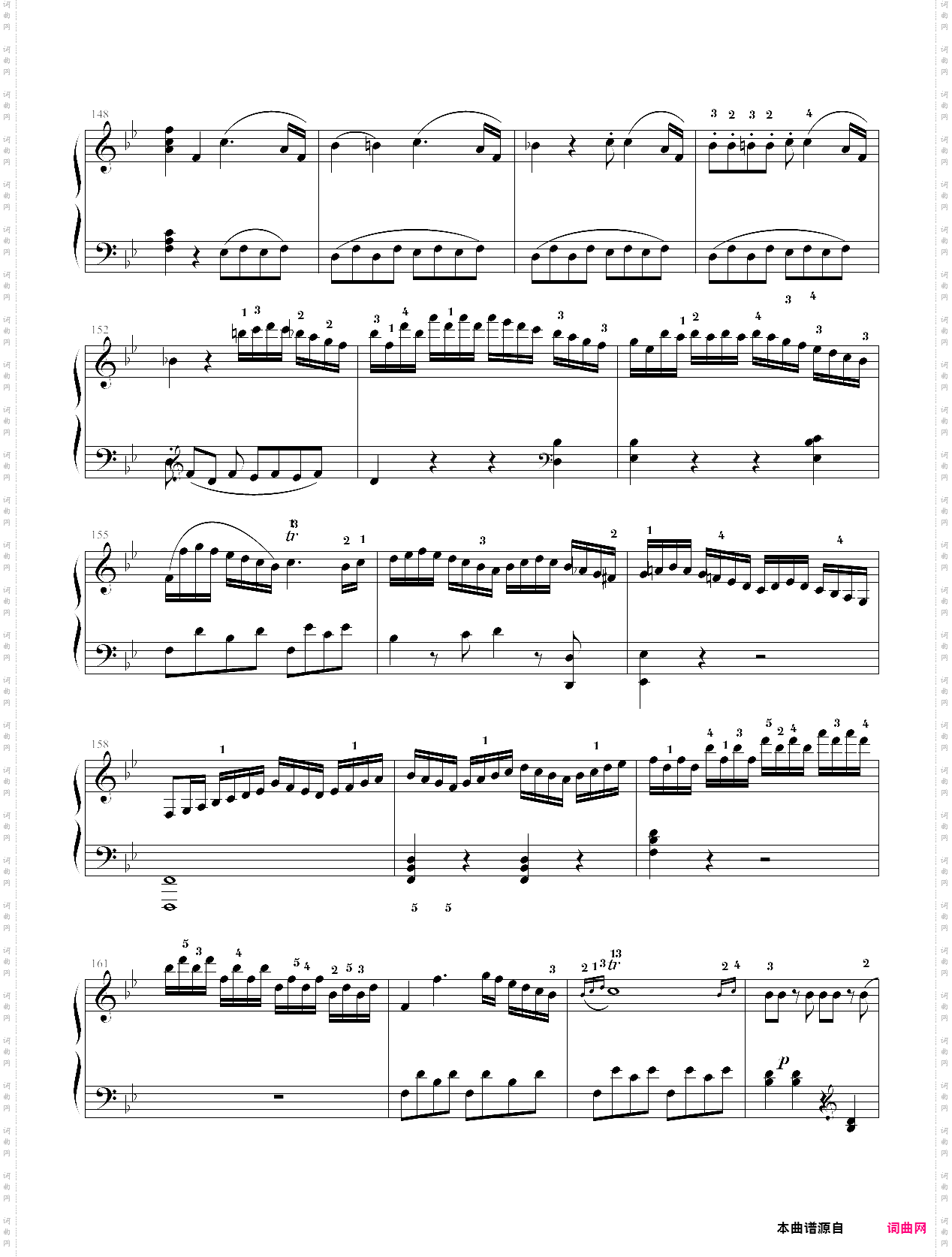 bb大调钢琴奏鸣曲 k·333 第三乐章mozart·莫扎特 附指法