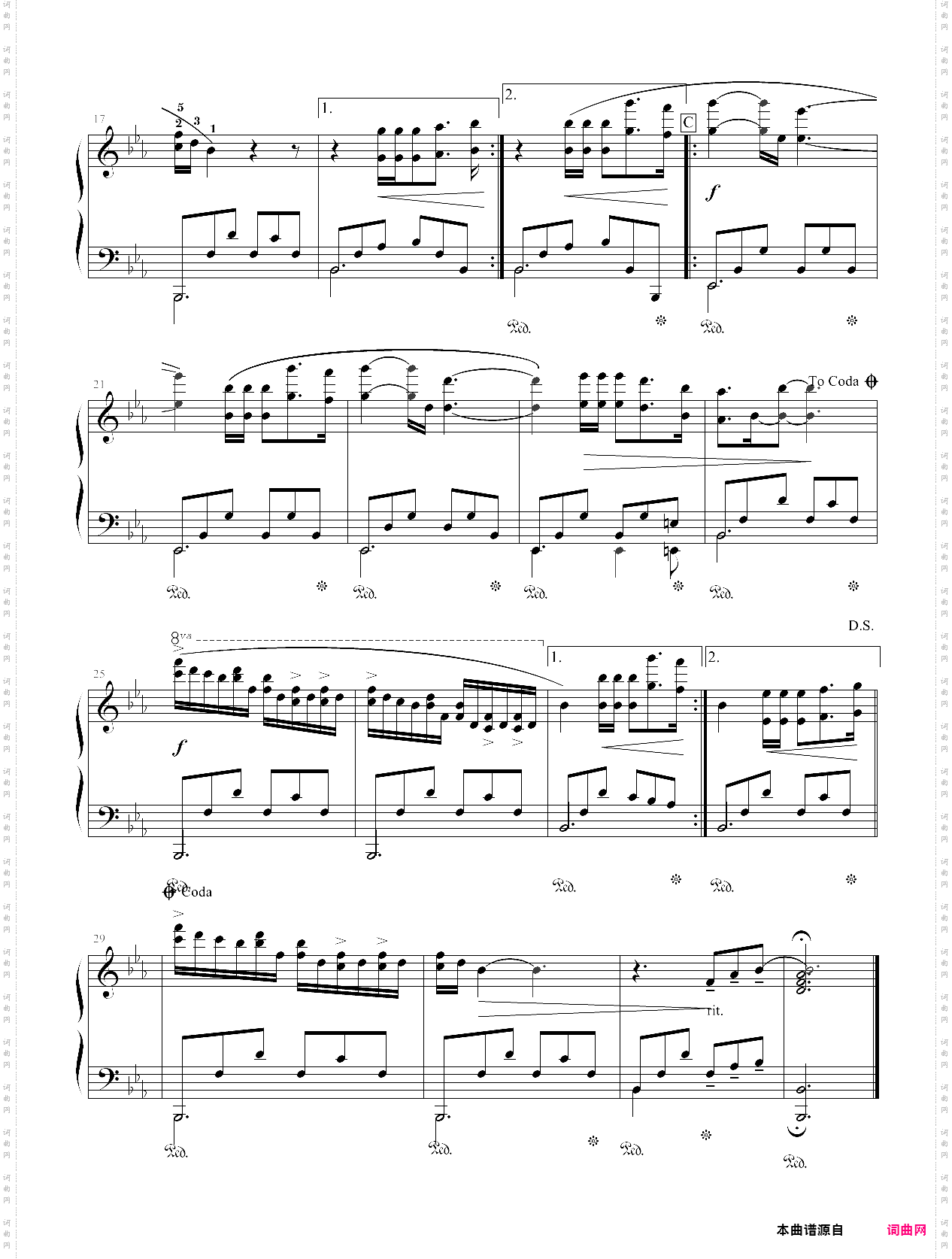 杜兰的微笑理查德?克莱德曼，钢琴谱