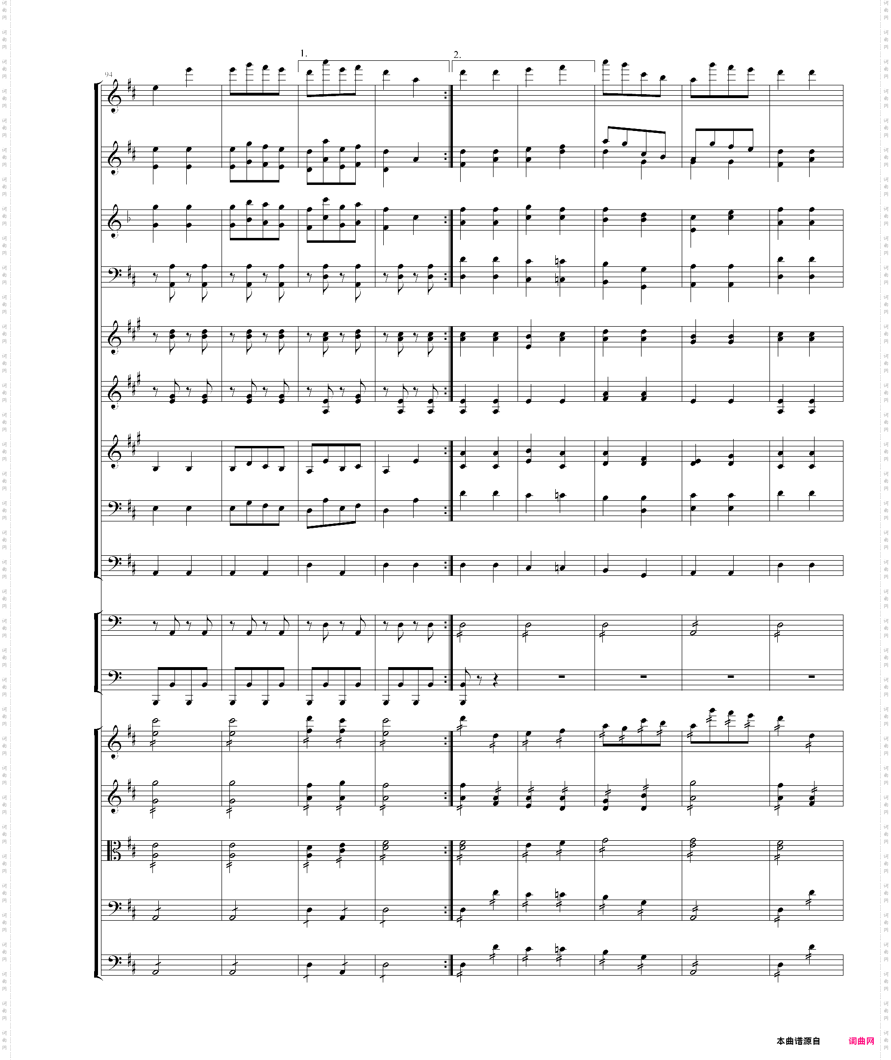 天堂与地狱序曲原版扒谱