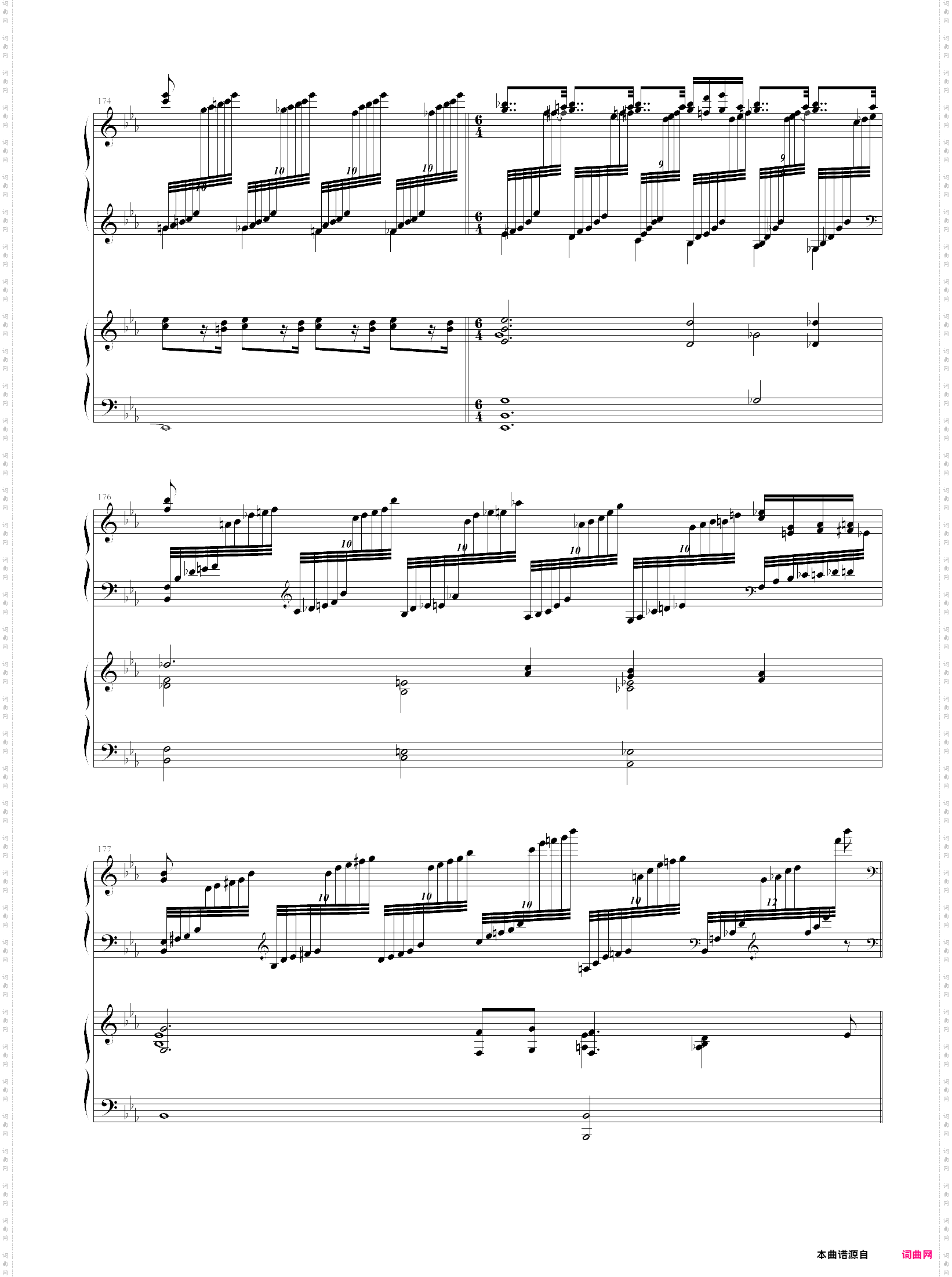 拉三第三乐章，41页双钢琴谱，最难钢琴曲