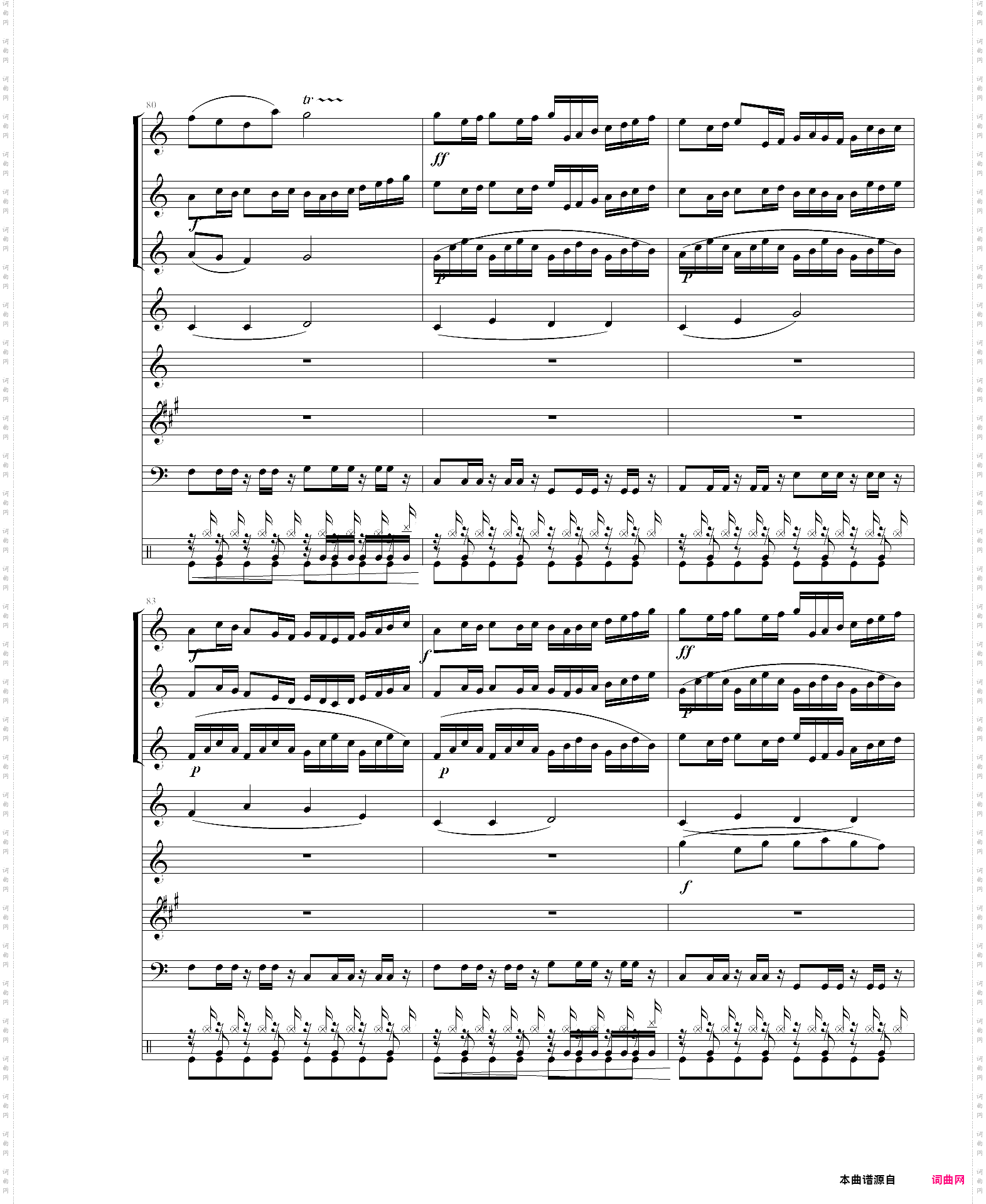 女人花+卡农西洋乐民乐合奏总谱