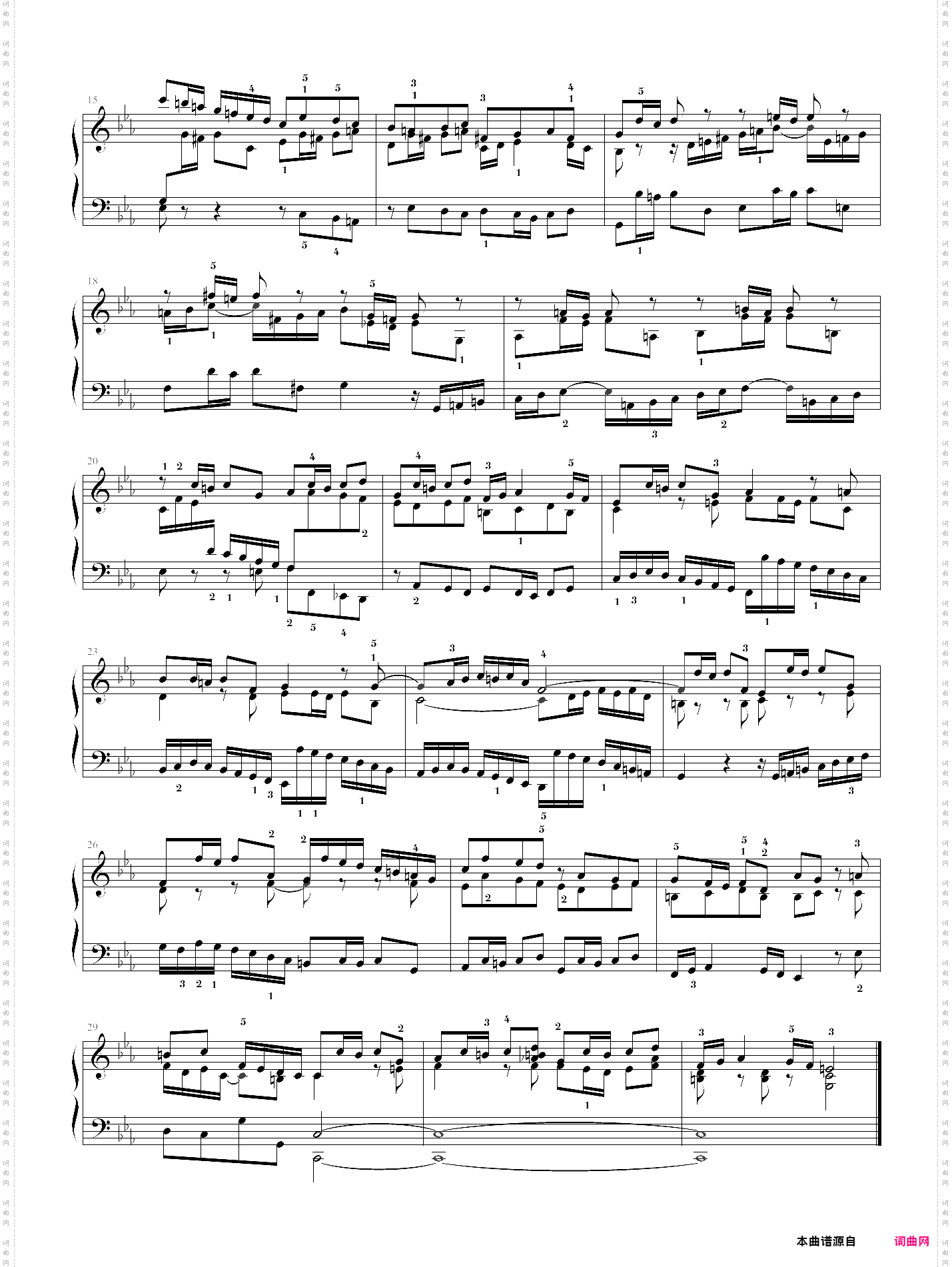 c小调赋格 bwv847 指法