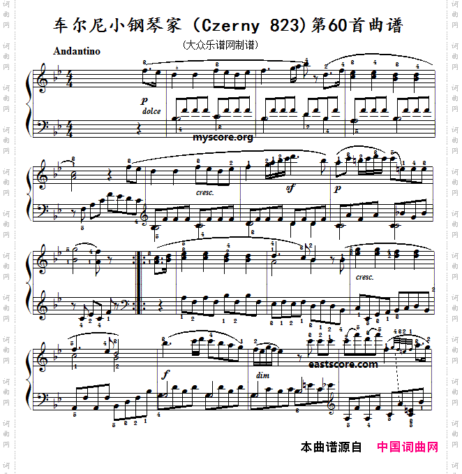 车尔尼《 小钢琴家》Czerny 823第60首曲谱及练习提示