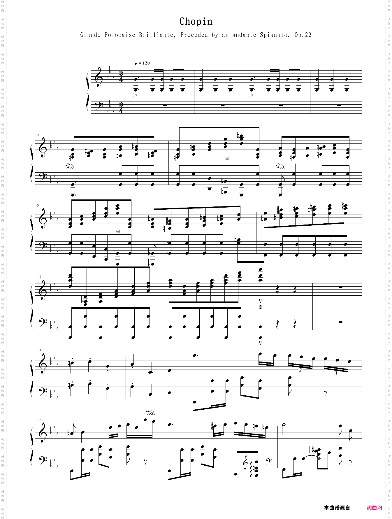 肖邦大波兰舞曲opus22