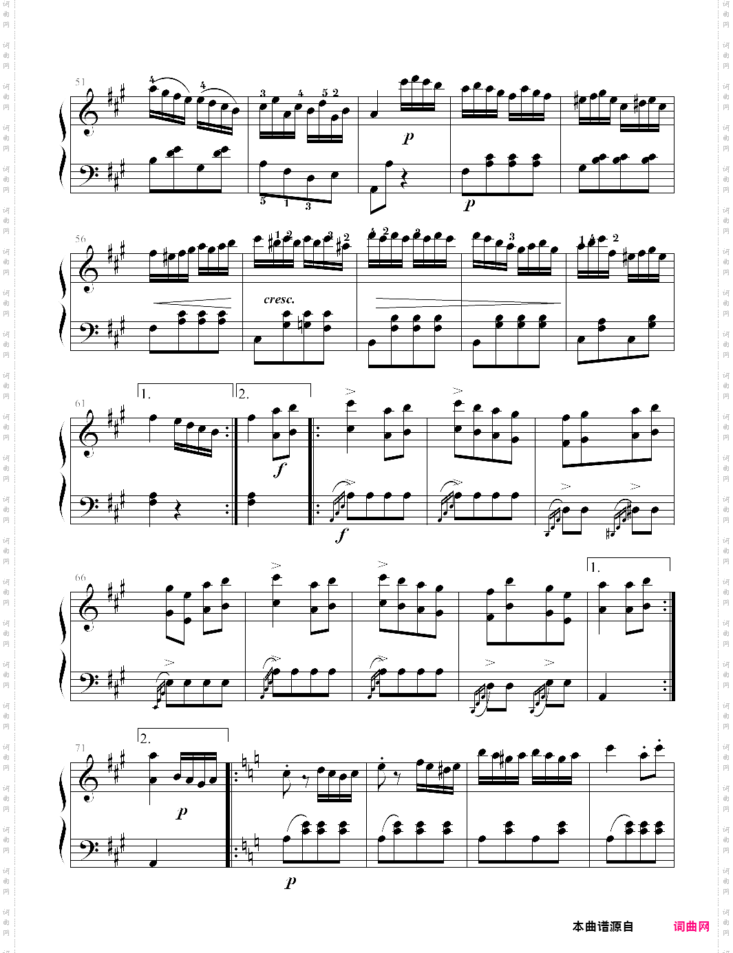 a大调奏鸣曲第三乐章
