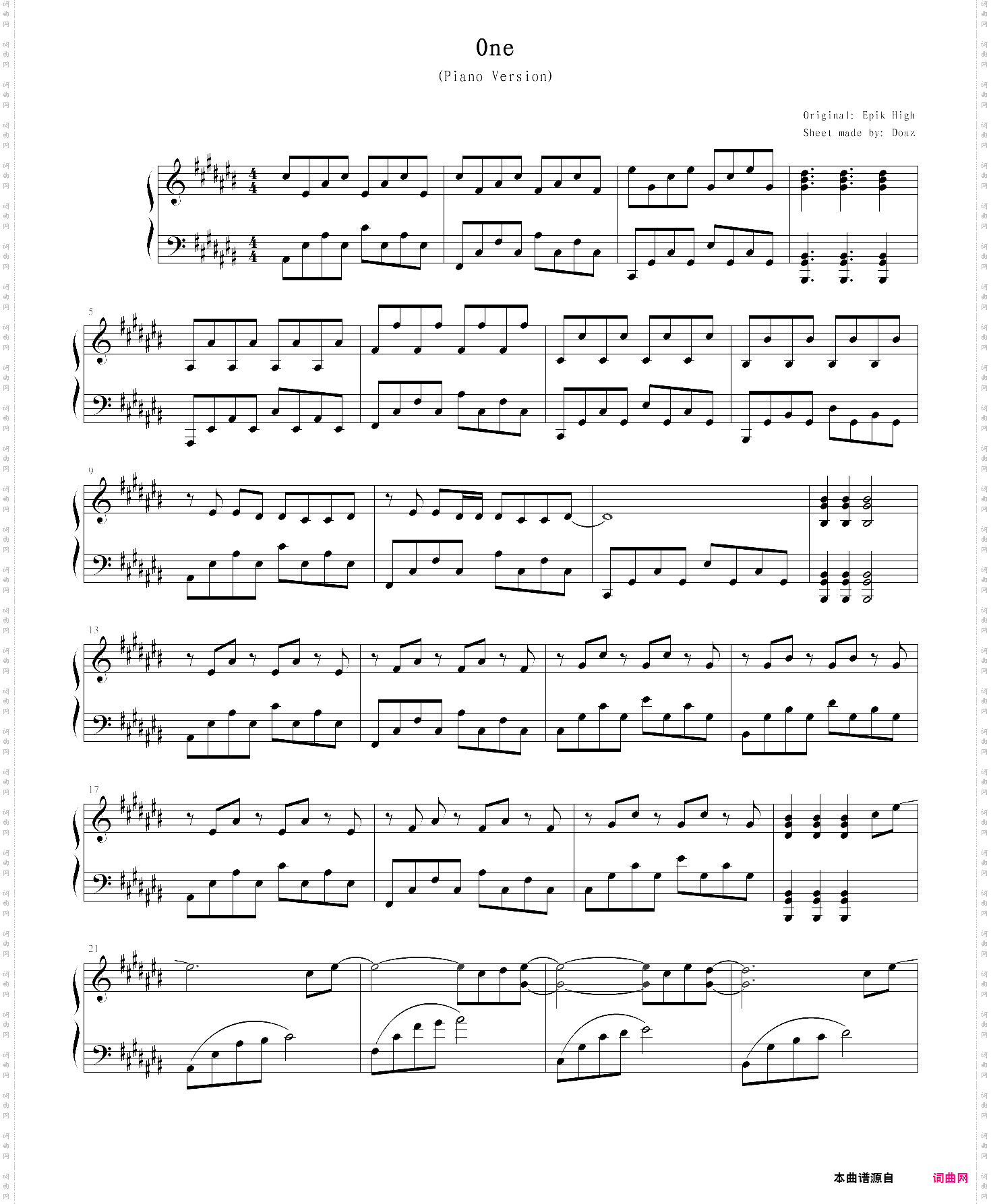 one piano version