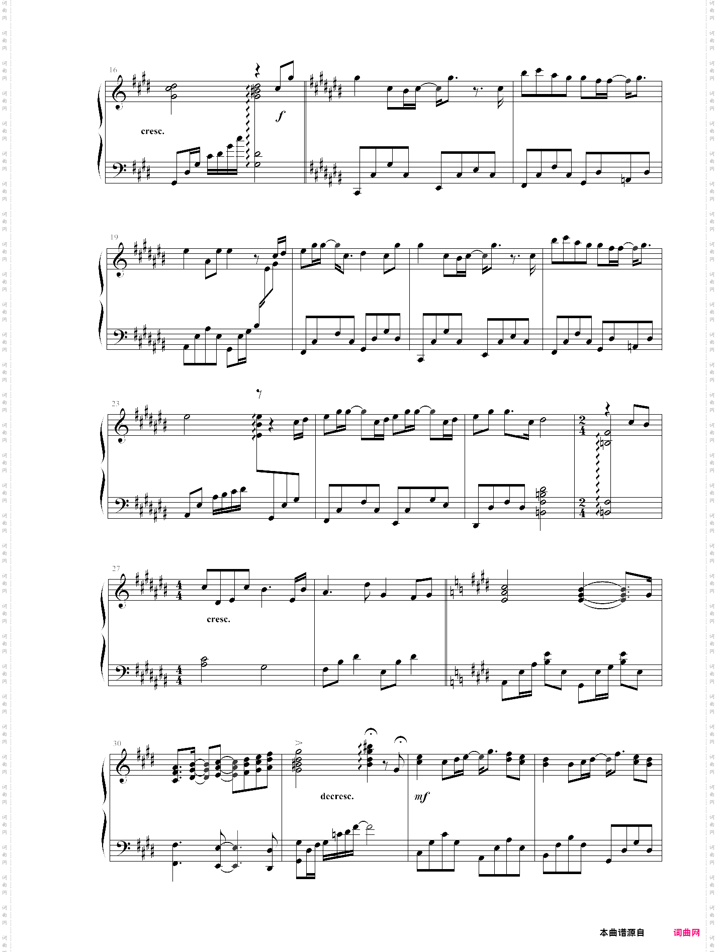 我的爱演奏谱,孙燕姿