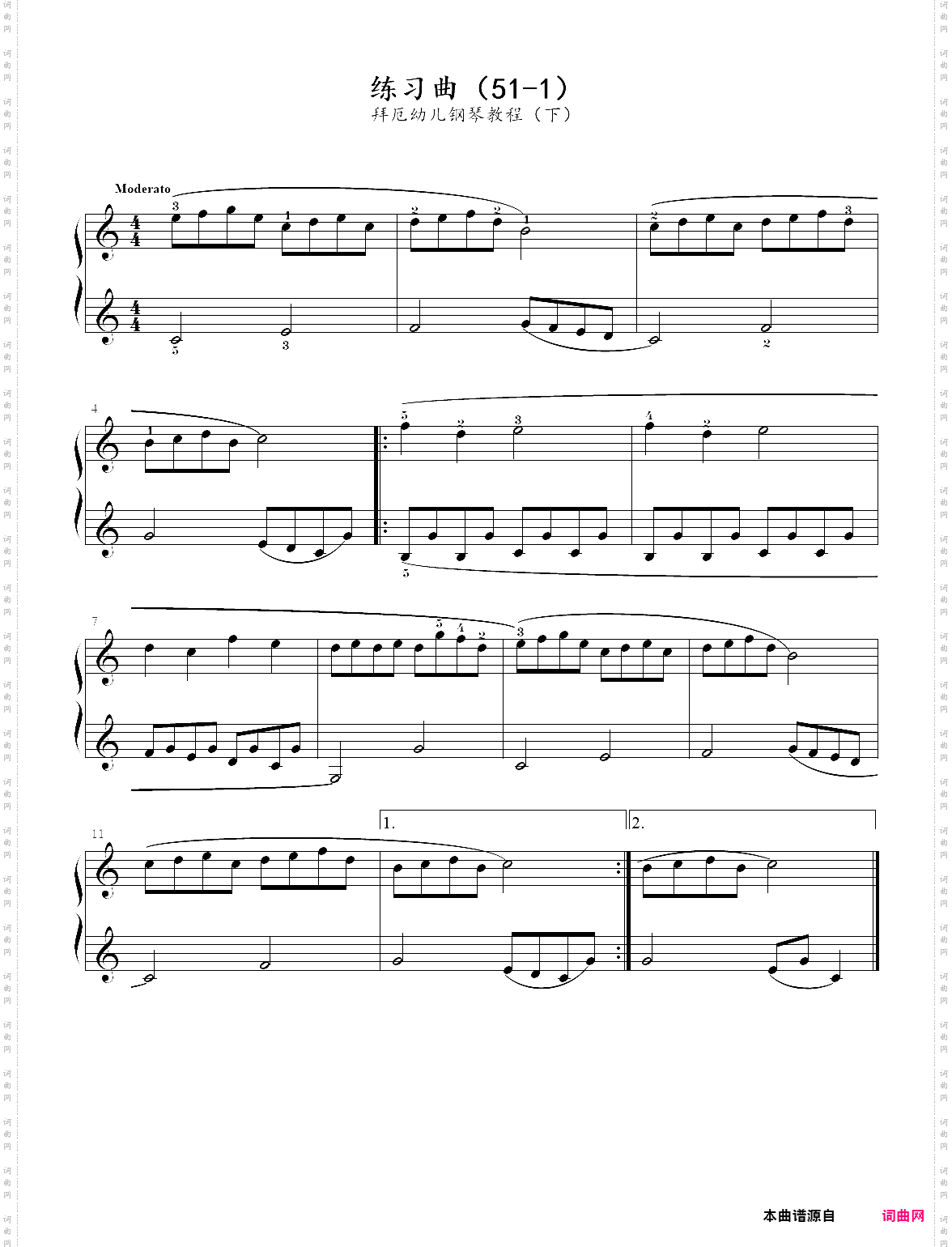 23· 练习曲50-1- 拜厄幼儿钢琴教程下