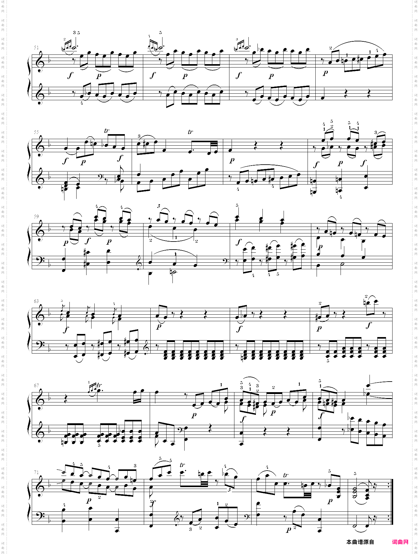 莫扎特 c大调钢琴奏鸣曲kv 279第二乐章