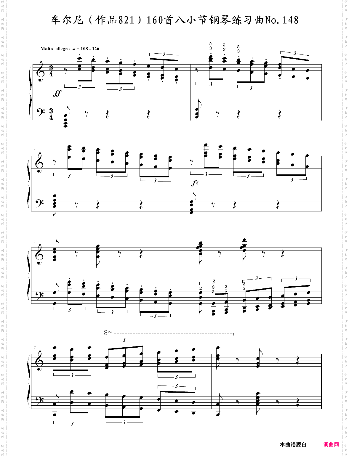车尔尼作品821160首八小节钢琴练习曲no·148