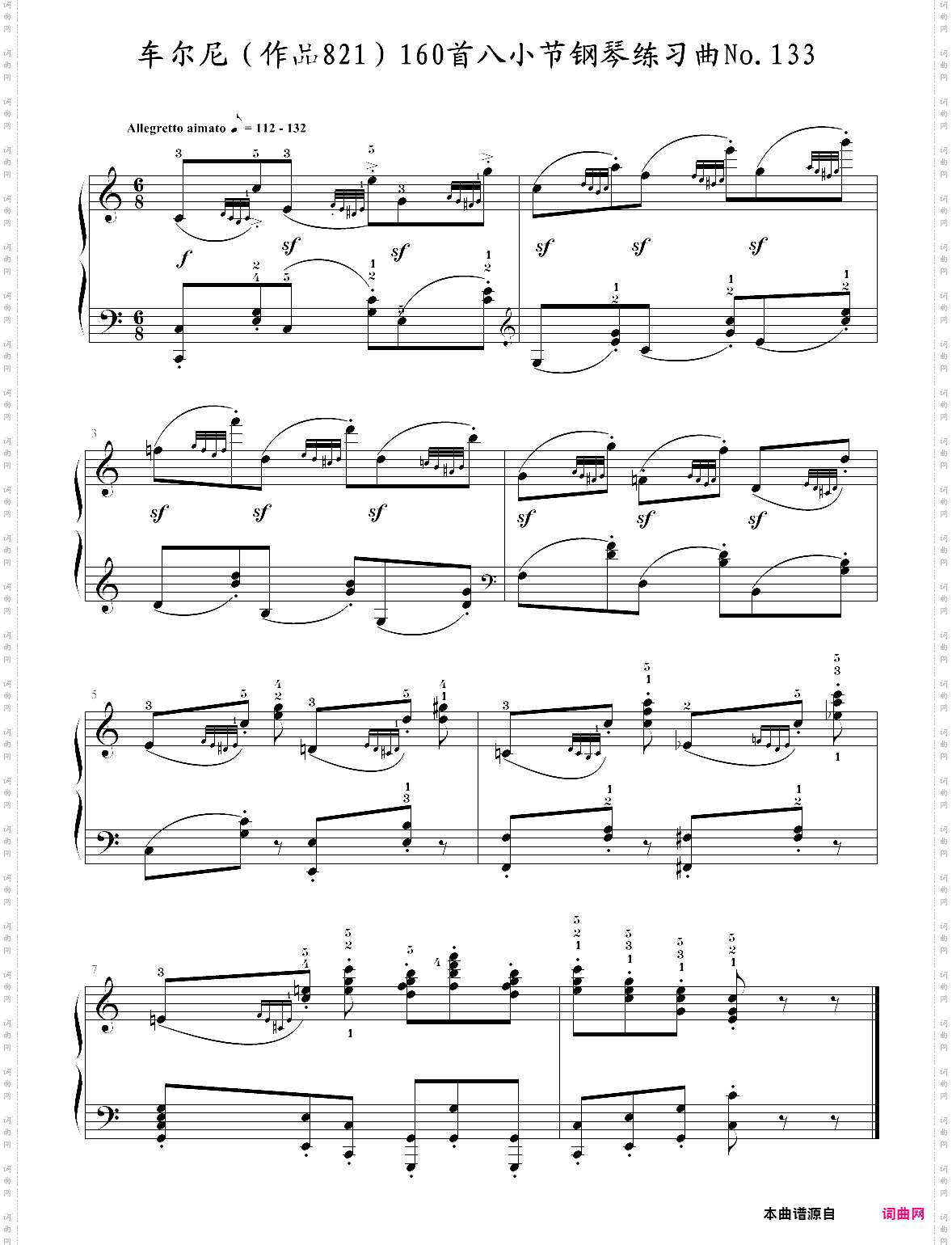 车尔尼作品821160首八小节钢琴练习曲no·133