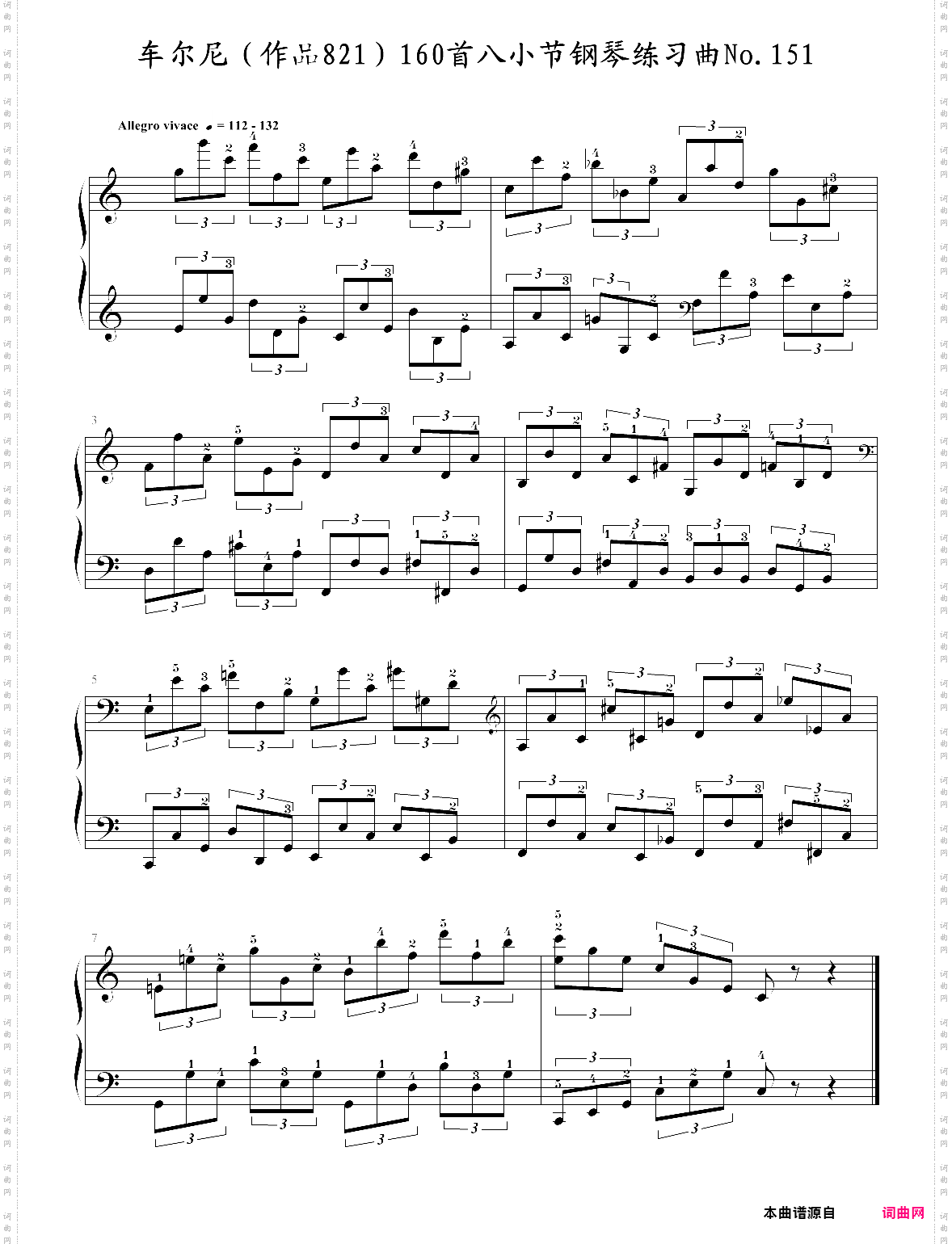 车尔尼作品821160首八小节钢琴练习曲no·151