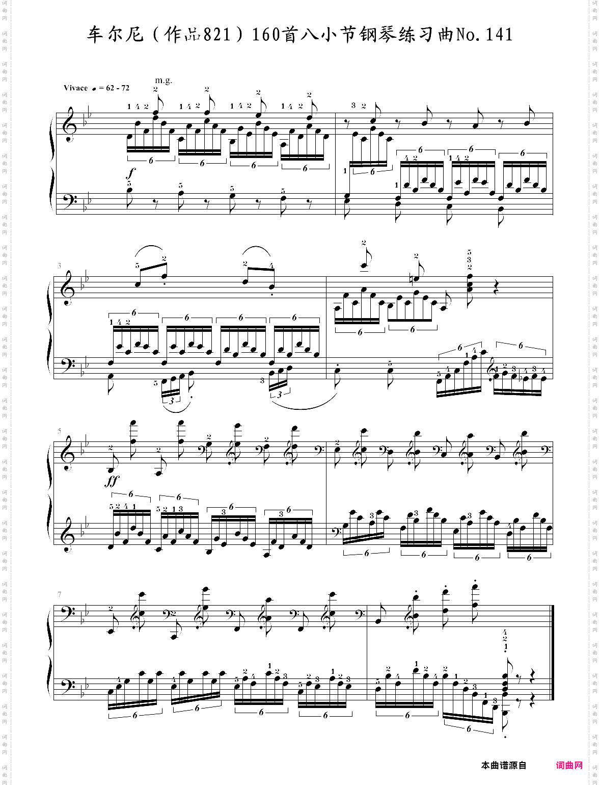 车尔尼作品821160首八小节钢琴练习曲no·141