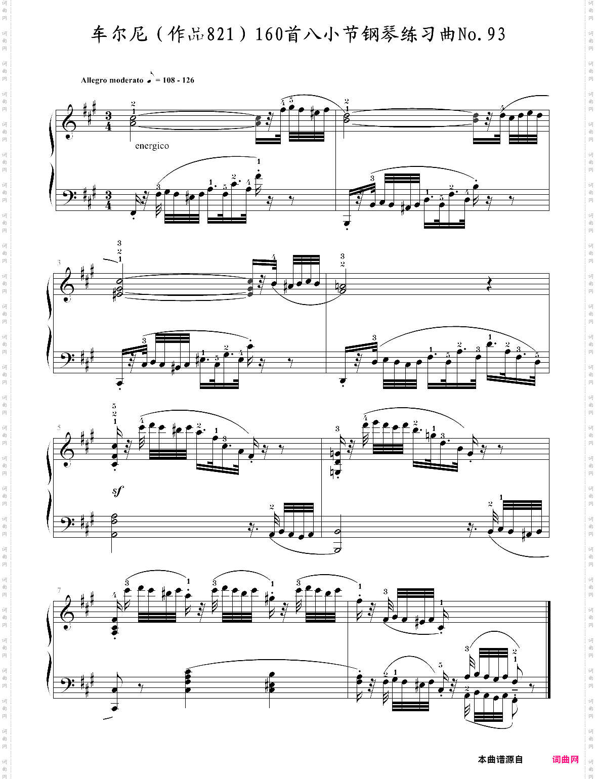 车尔尼作品821160首八小节钢琴练习曲no·93