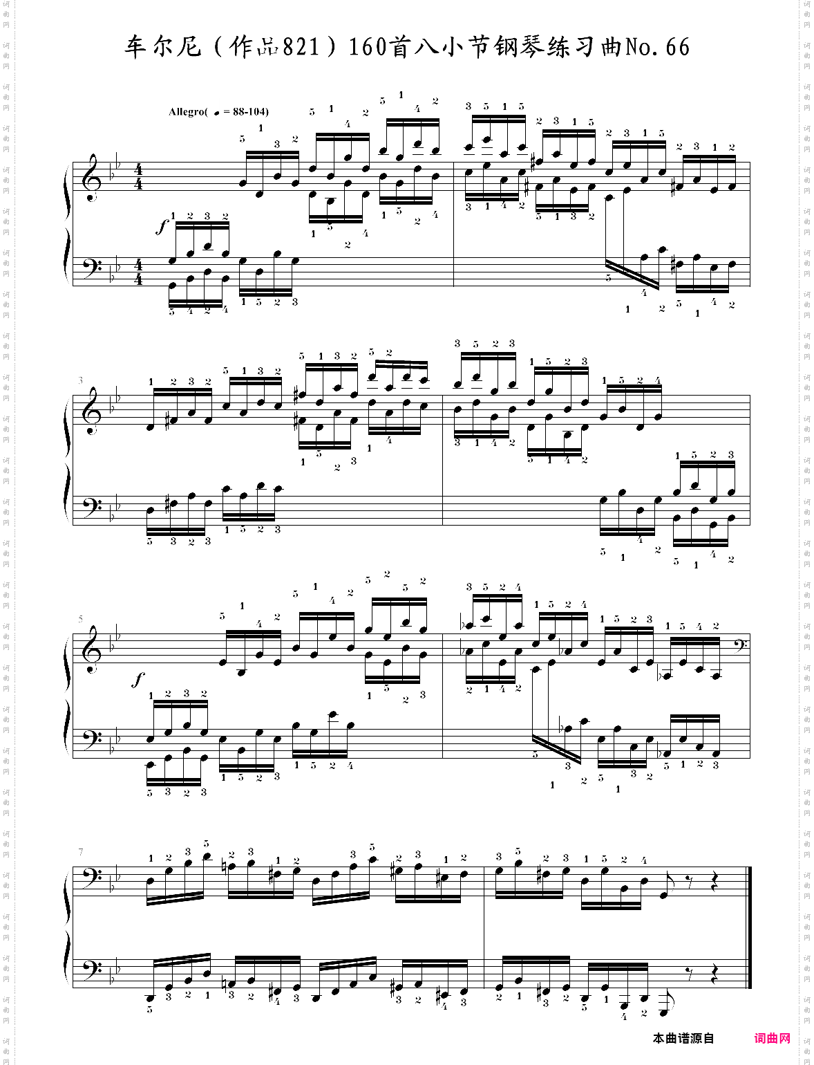车尔尼作品821160首八小节钢琴练习曲no·66