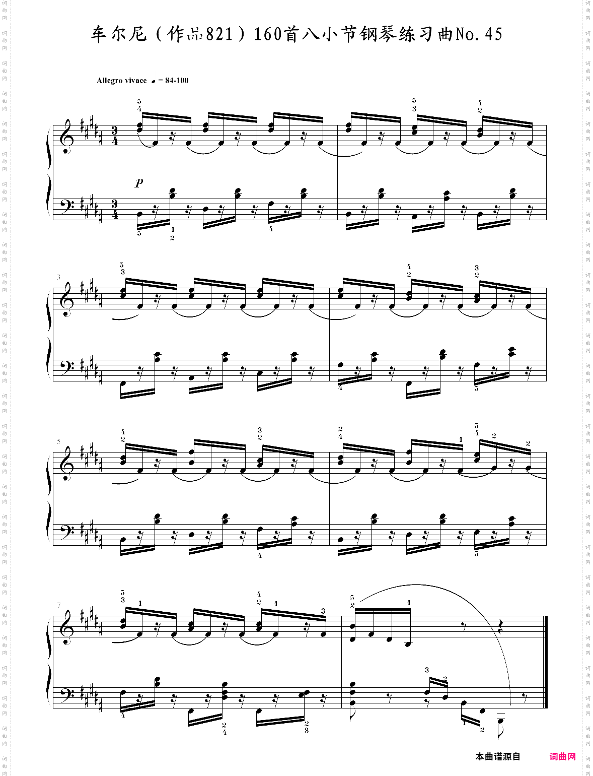 车尔尼作品821160首八小节钢琴练习曲no·45