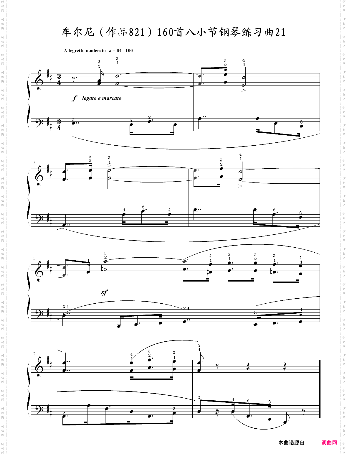车尔尼作品821160首八小节钢琴练习曲no·21