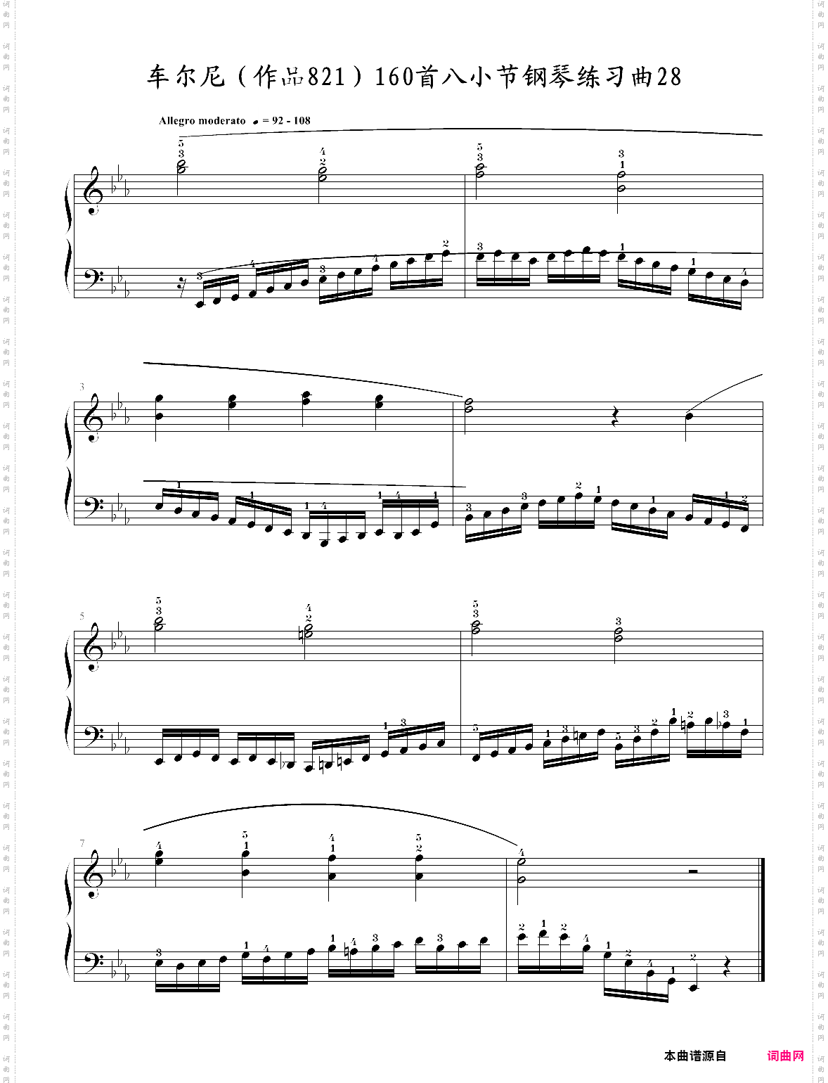 车尔尼作品821160首八小节钢琴练习曲no·28