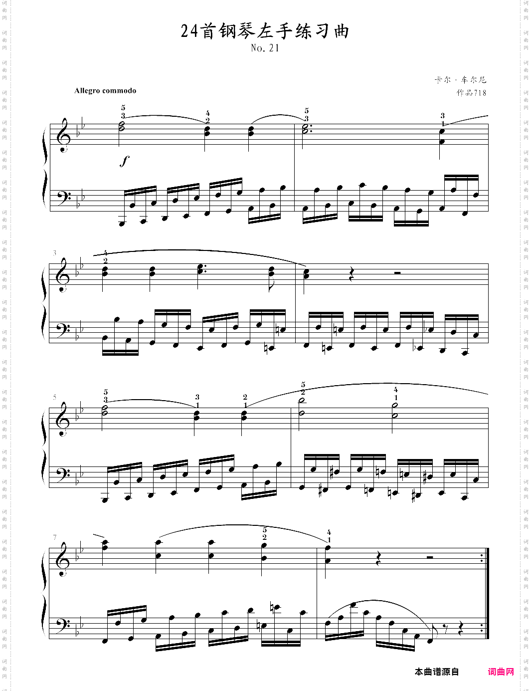 车尔尼71824首钢琴左手练习曲-21