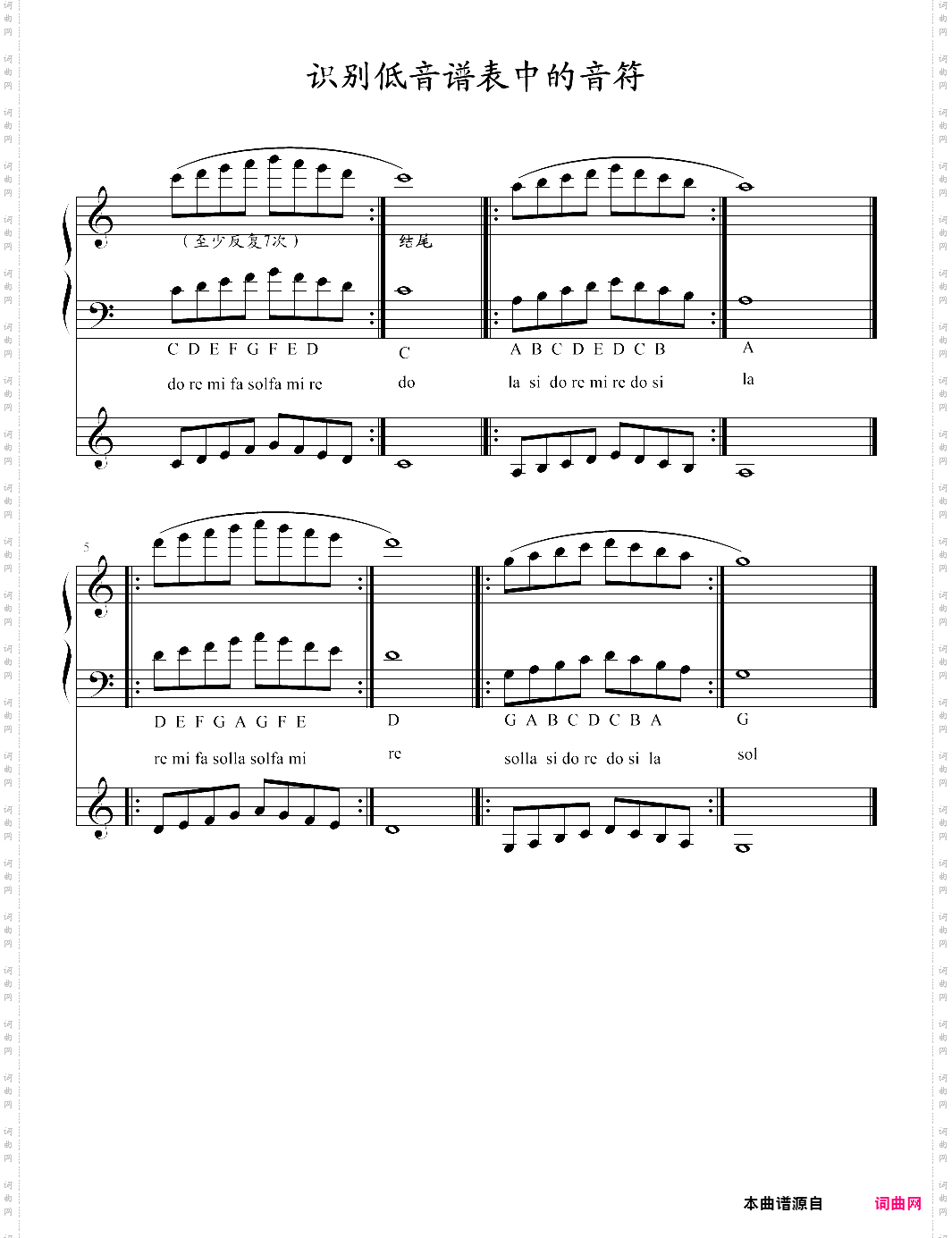 no·50-2 识别低音谱表中的音符拜厄钢琴基本教程