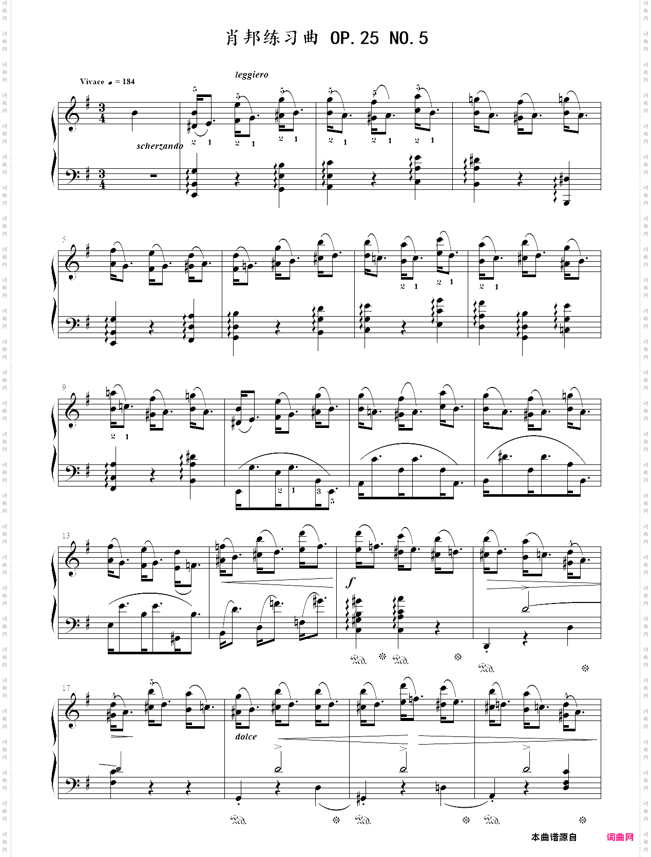 肖邦钢琴练习曲 op·25 no·5 错音