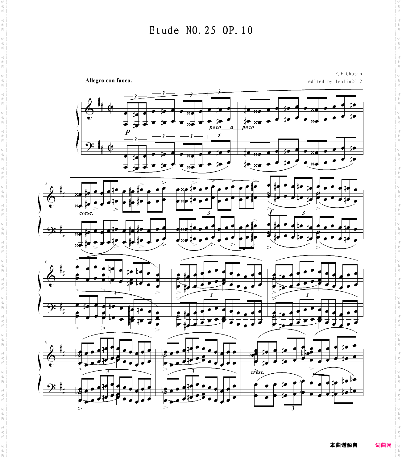 肖邦练习曲op·25 no·10