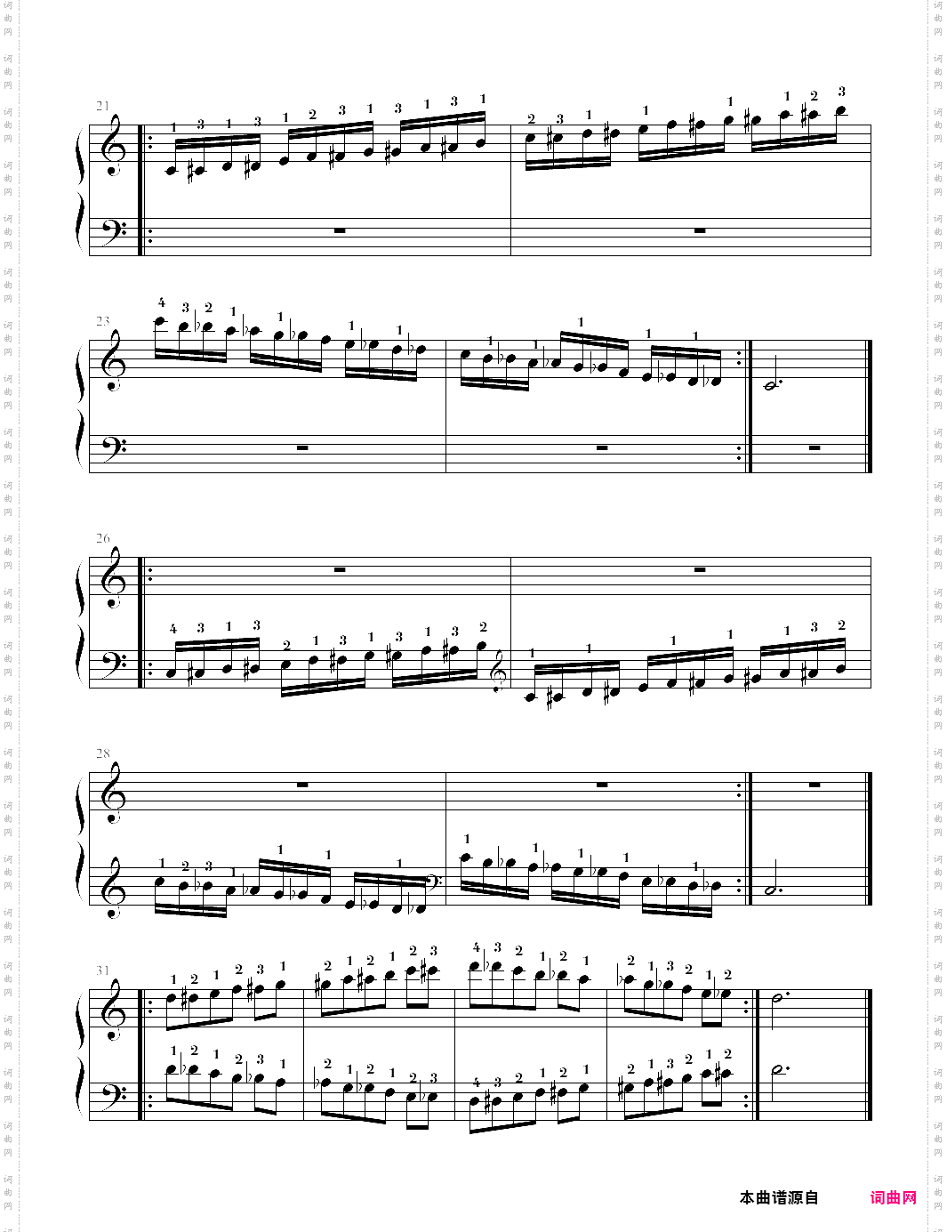 104-2、半音阶练习《拜厄钢琴基本教程少儿教学版》【拜厄】-z0581